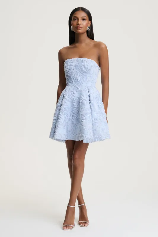 Zosia | Blue Mesh Bandeau Mini Dress sold by Club L London