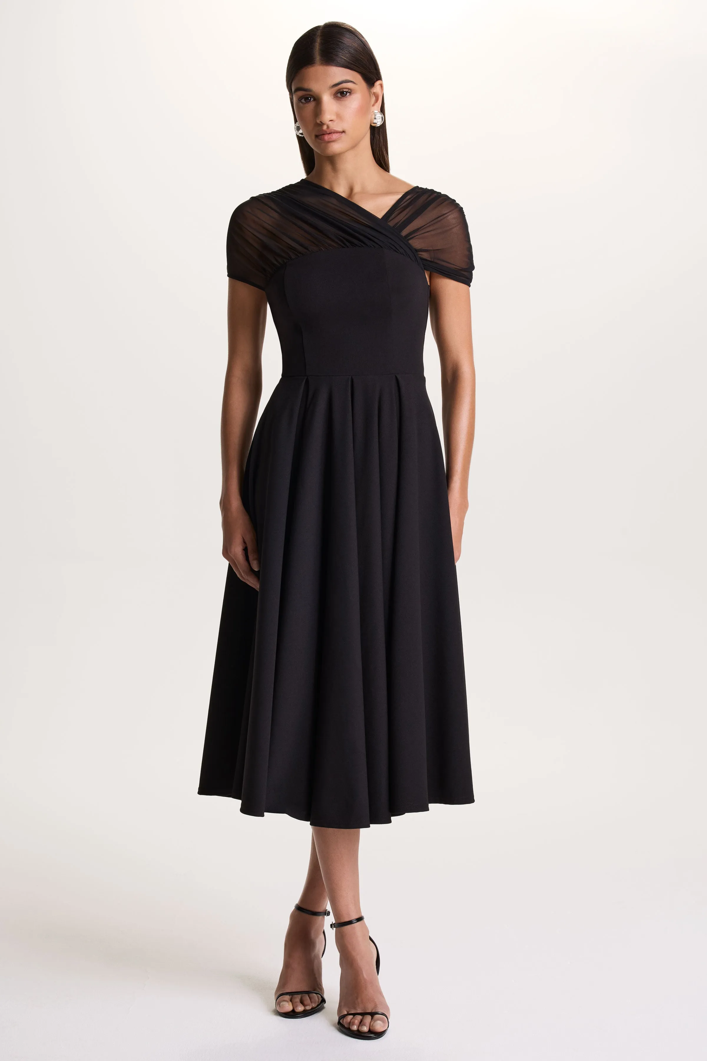 Rosette | Black Asymmetric-Neck Midi Dress sold by Club L London product image thumbnail 4