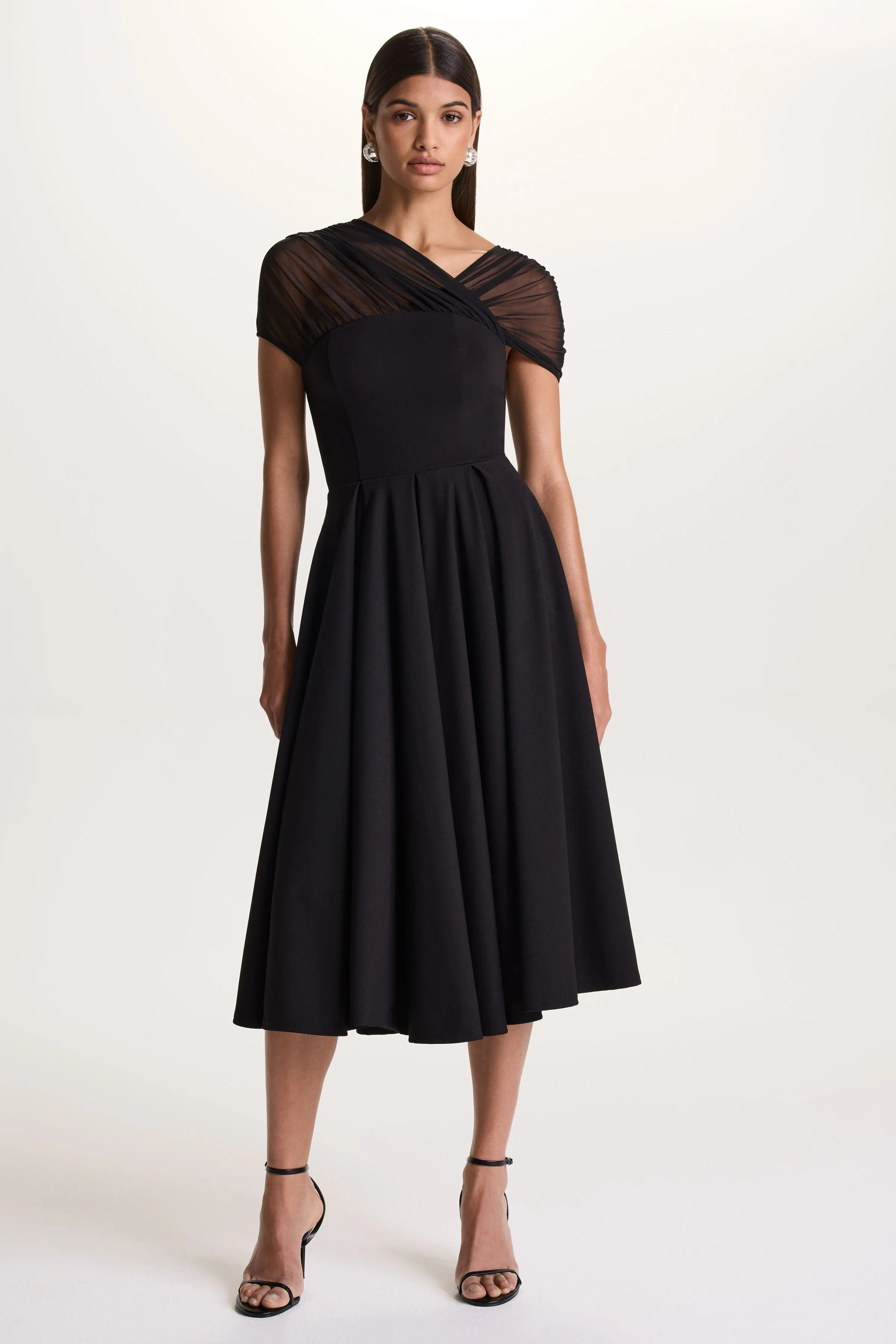 Rosette | Black Asymmetric-Neck Midi Dress sold by Club L London product image thumbnail 5