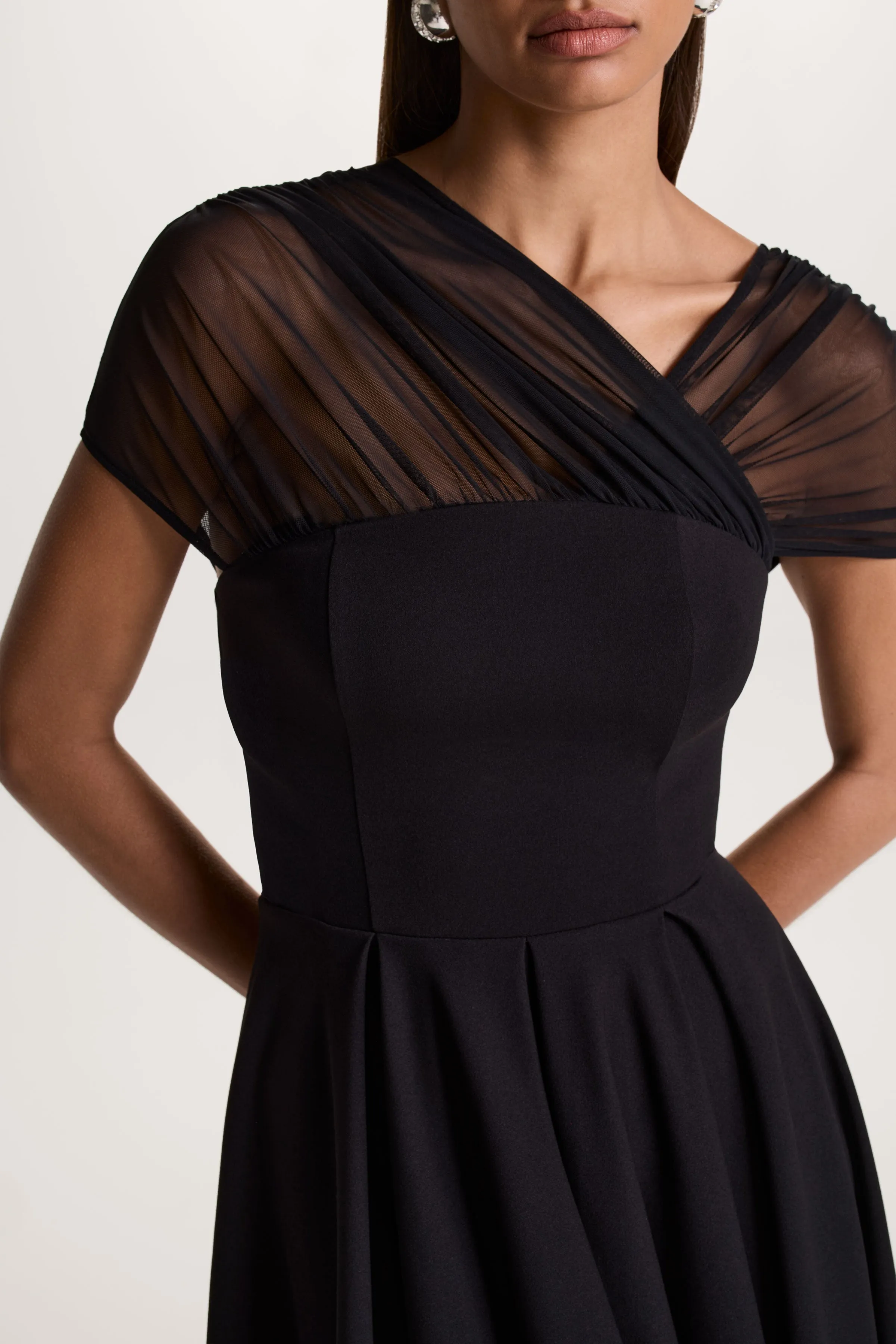 Rosette | Black Asymmetric-Neck Midi Dress sold by Club L London product image thumbnail 3