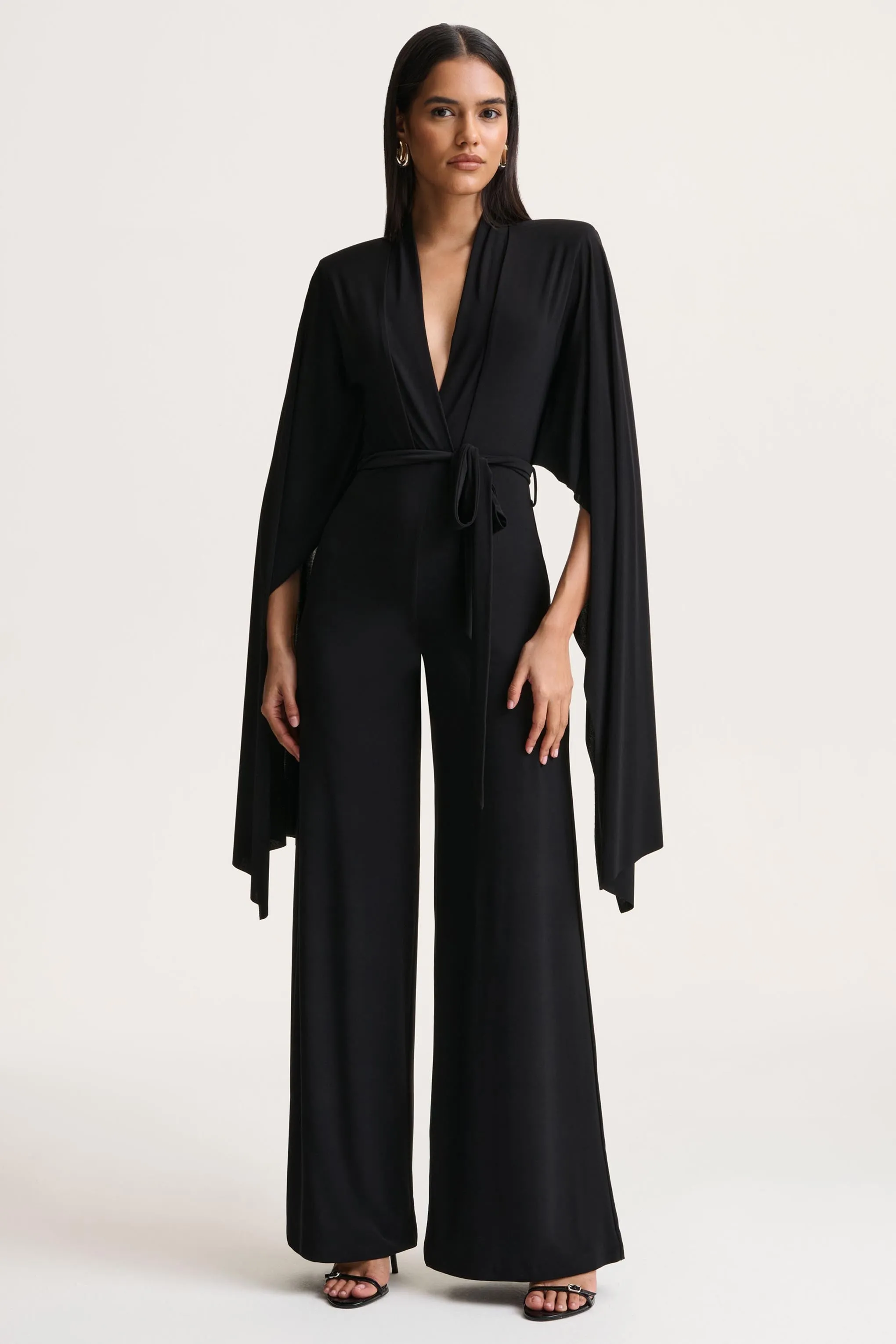 Laurina | Black Plunge-Neck Jumpsuit sold by Club L London product image thumbnail 4