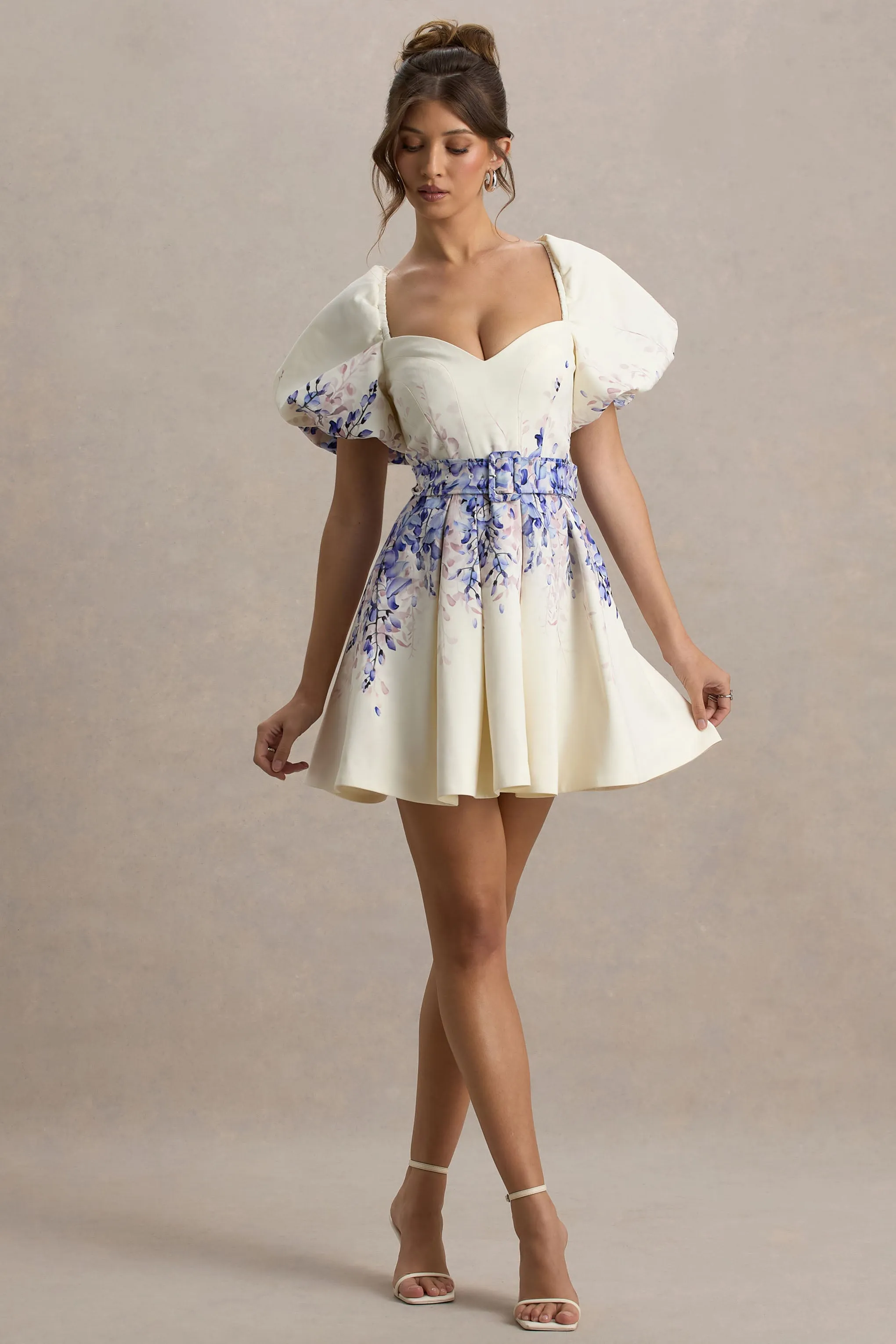 Tapia | Wisteria Print Belted Mini Dress sold by Club L London