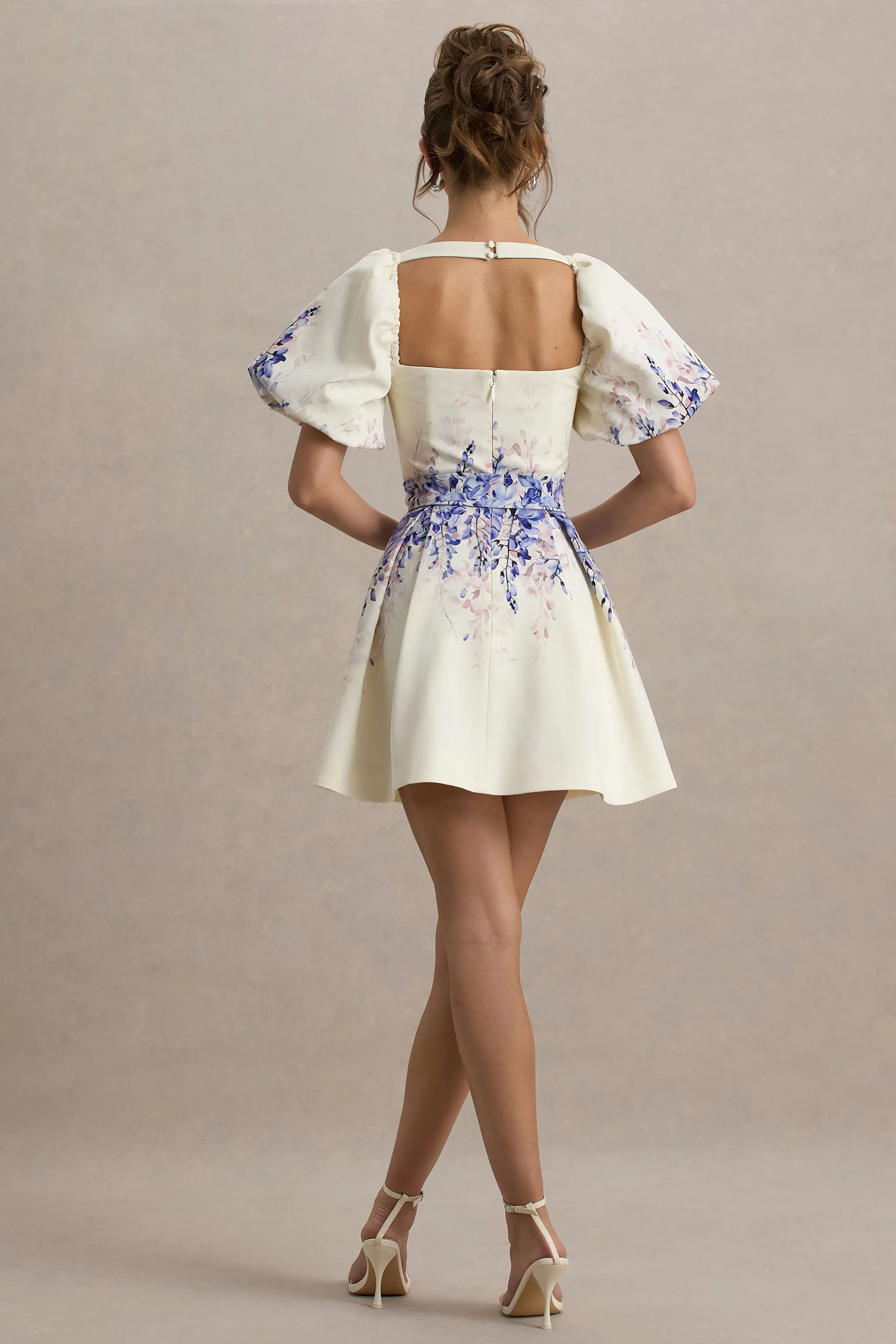 Tapia | Wisteria Print Belted Mini Dress sold by Club L London product image thumbnail 2