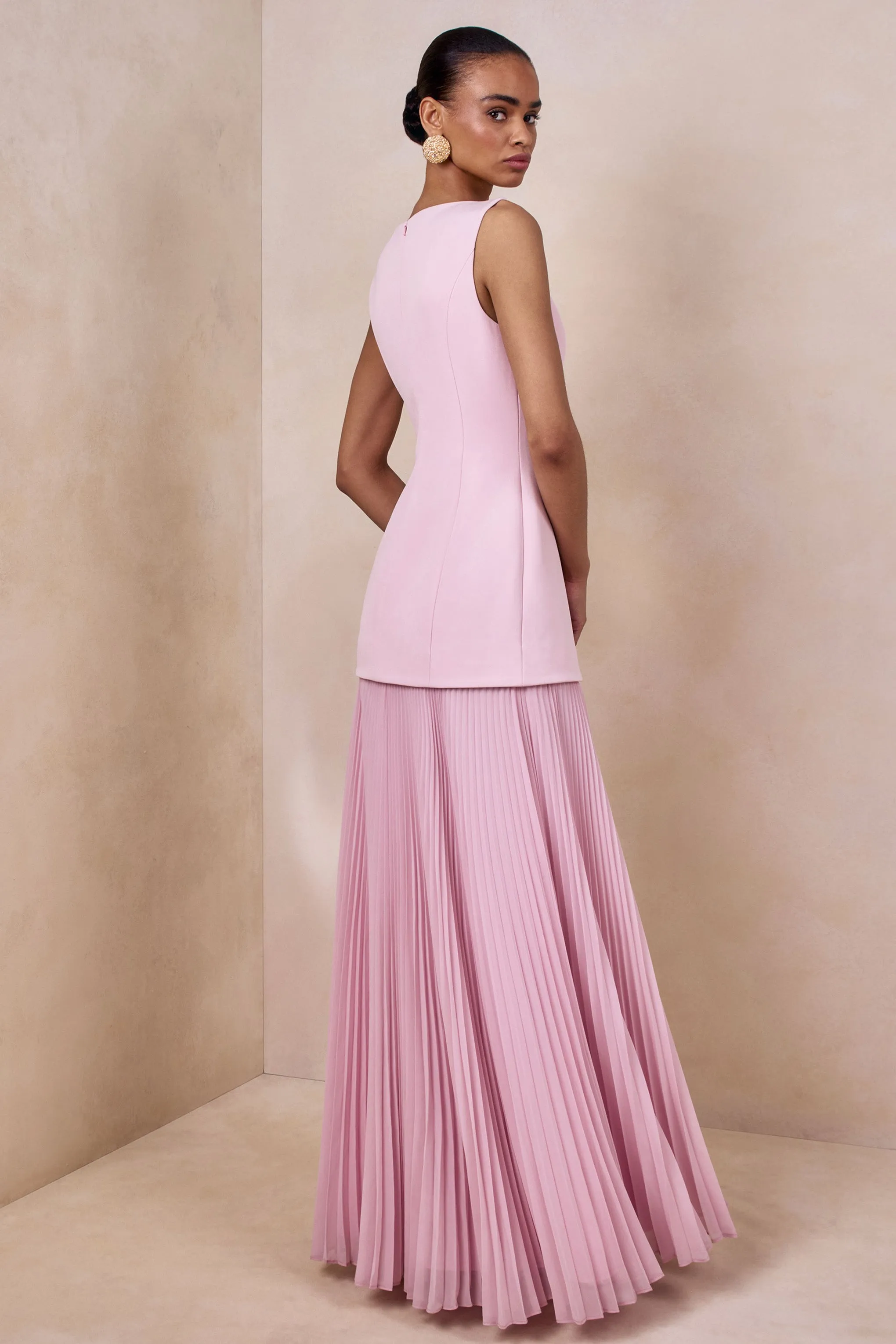 Hadley | Light-Pink Boat-Neck Maxi Dress With Drop-Waist sold by Club L London product image thumbnail 2