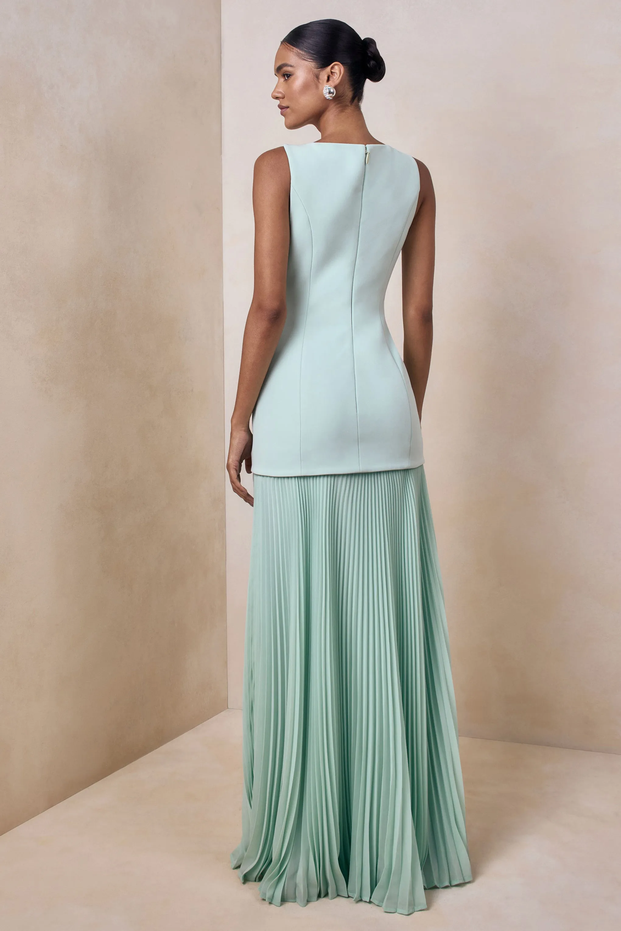 Hadley | Sage Boat-Neck Maxi Dress With Drop-Waist sold by Club L London product image thumbnail 2