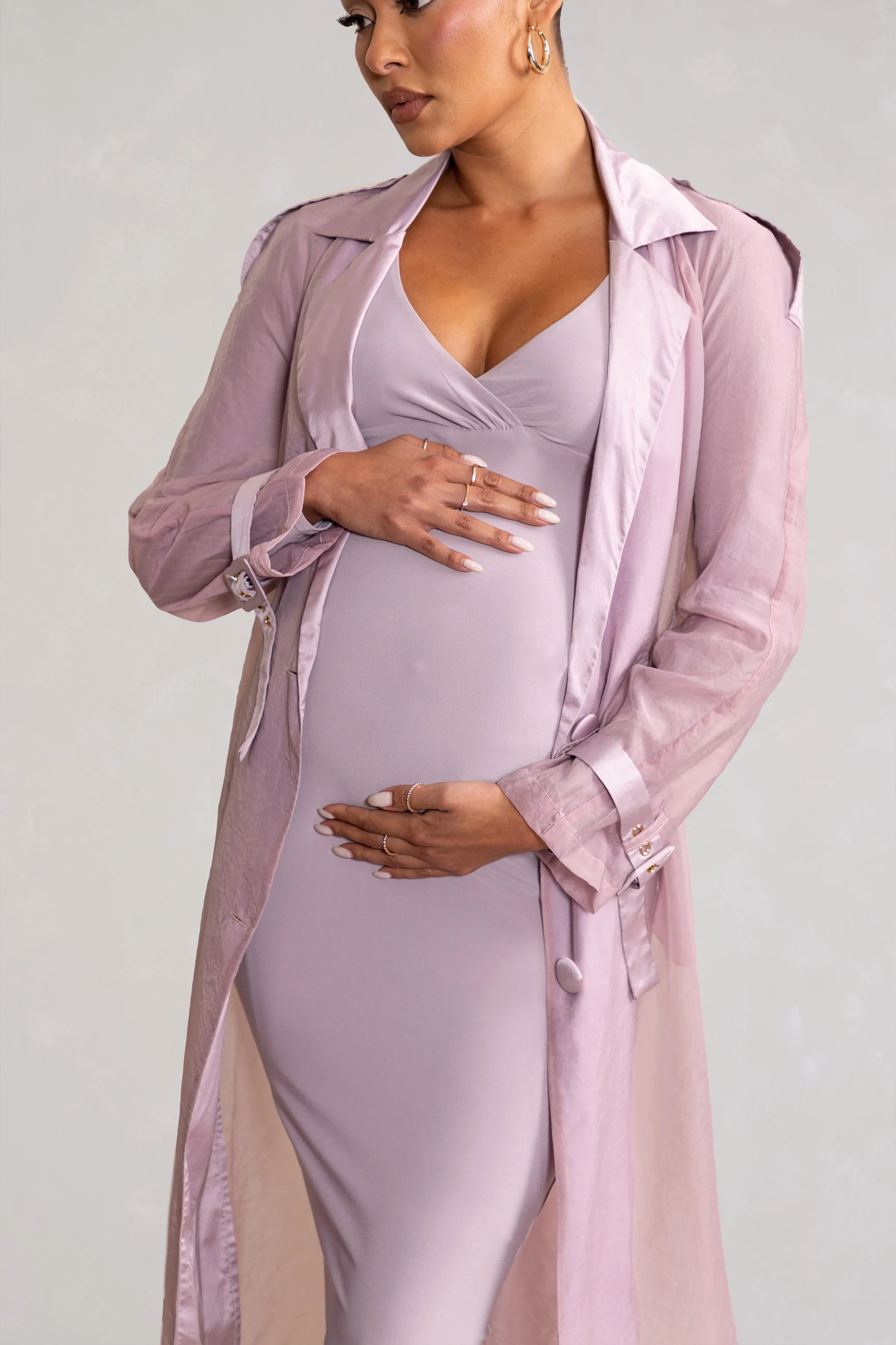 No Compromise | Taupe Maternity Belted Trench Coat sold by Club L London product image thumbnail 2