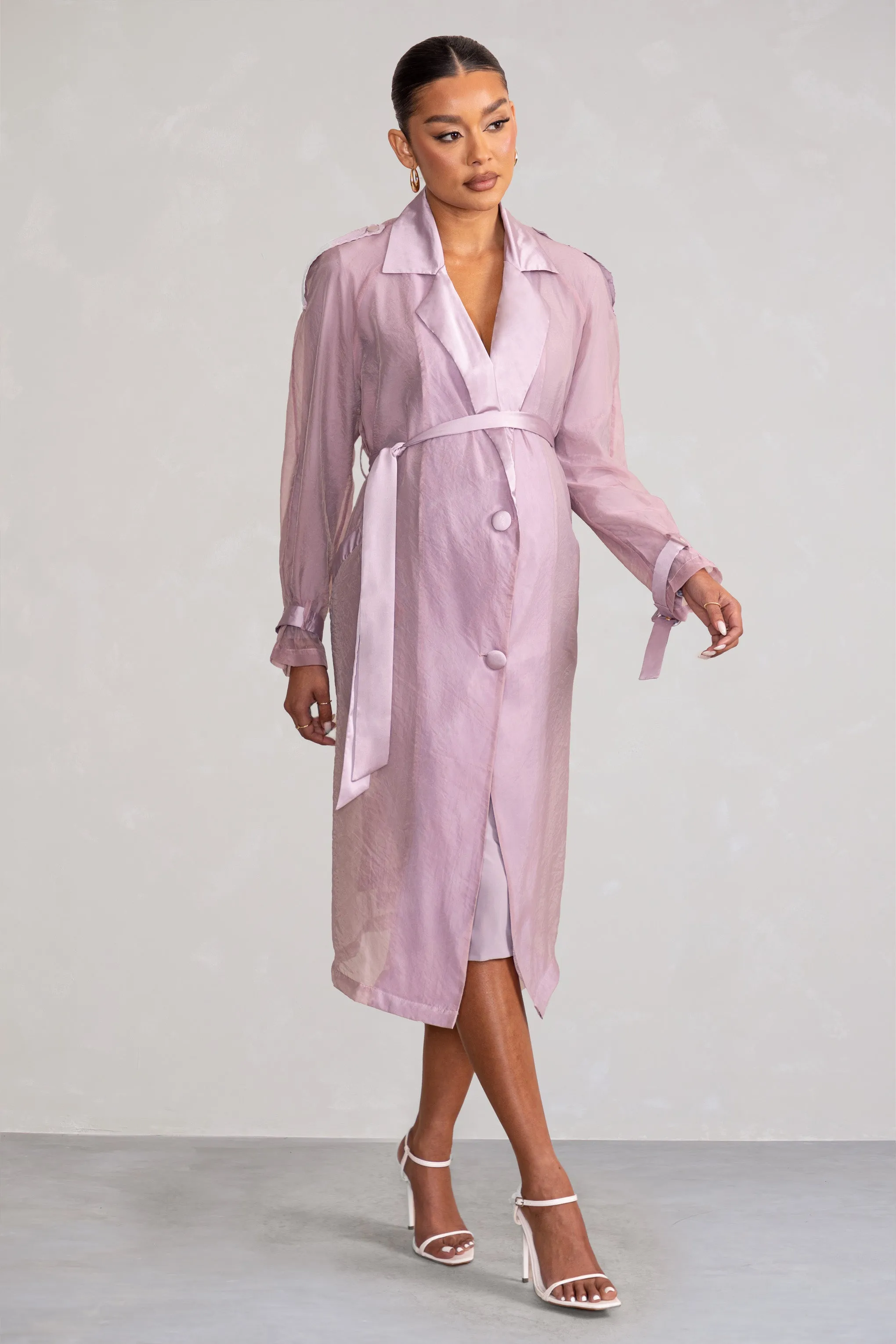 No Compromise | Taupe Maternity Belted Trench Coat sold by Club L London product image thumbnail 3