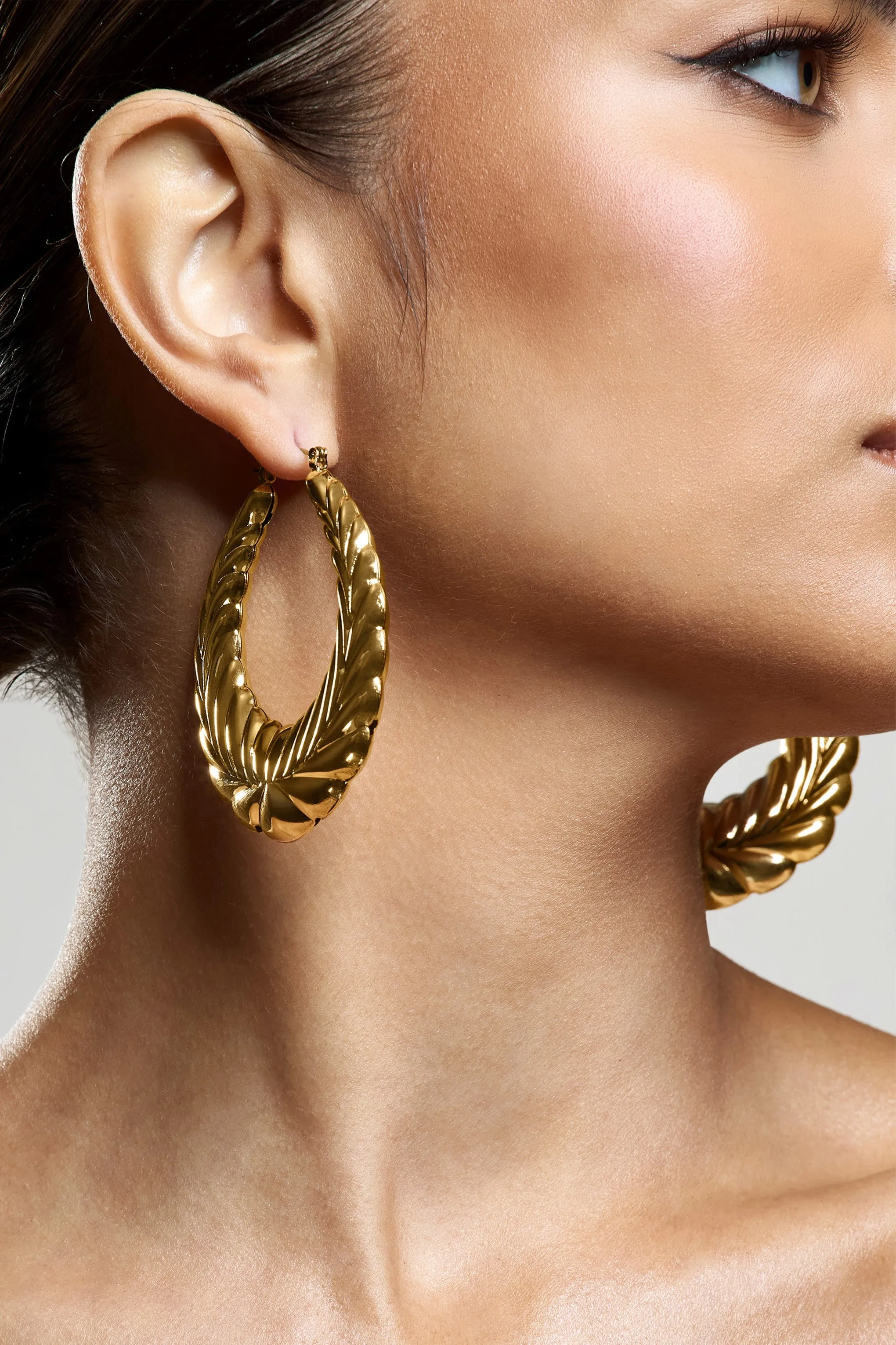 Rhode | Gold Chunky Hoop Earrings sold by Club L London product image thumbnail 4
