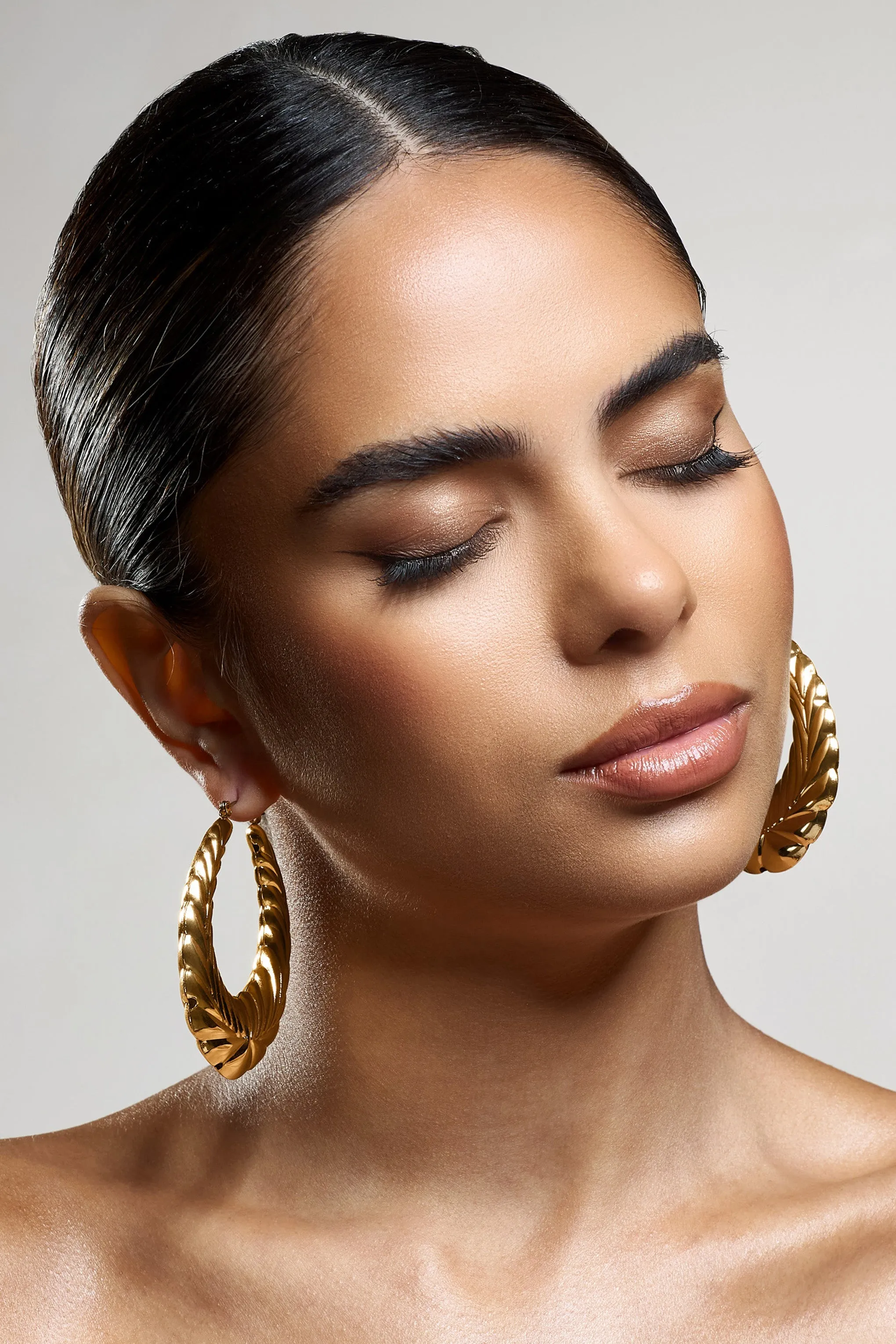 Rhode | Gold Chunky Hoop Earrings sold by Club L London product image thumbnail 3