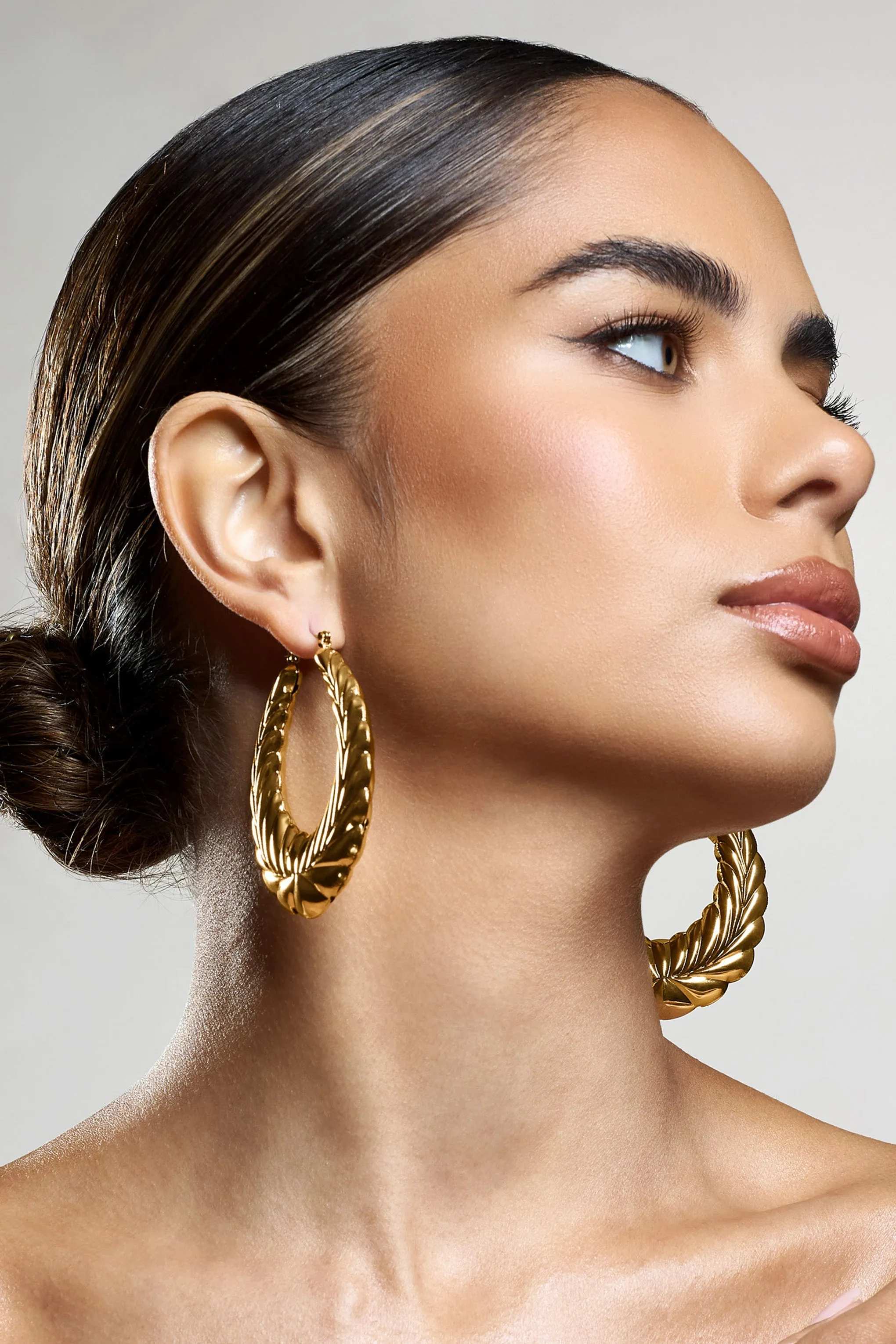 Rhode | Gold Chunky Hoop Earrings sold by Club L London product image thumbnail 2