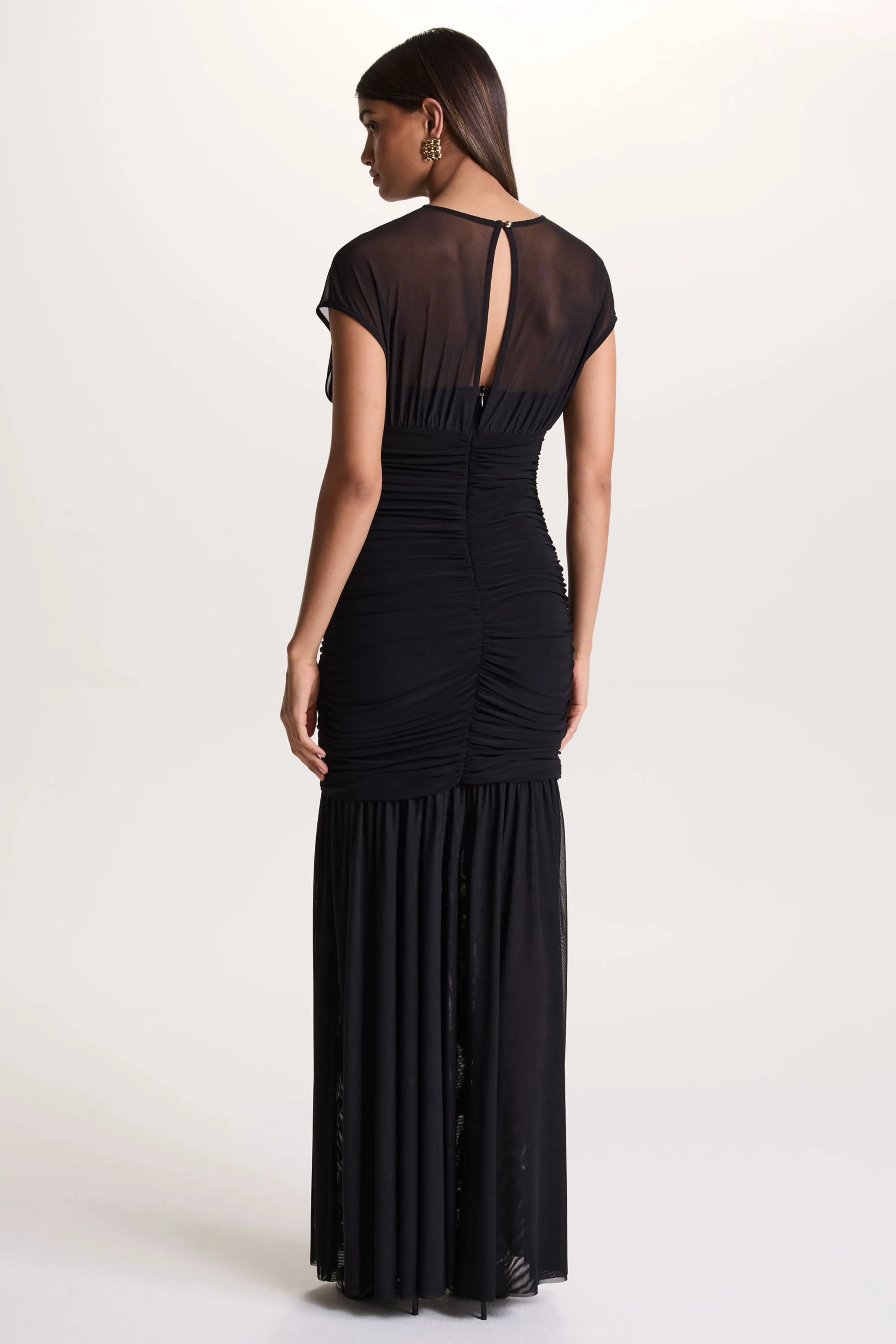 Kalene | Black Wide-Neck Maxi Dress With Sheer-Detailing sold by Club L London product image thumbnail 2