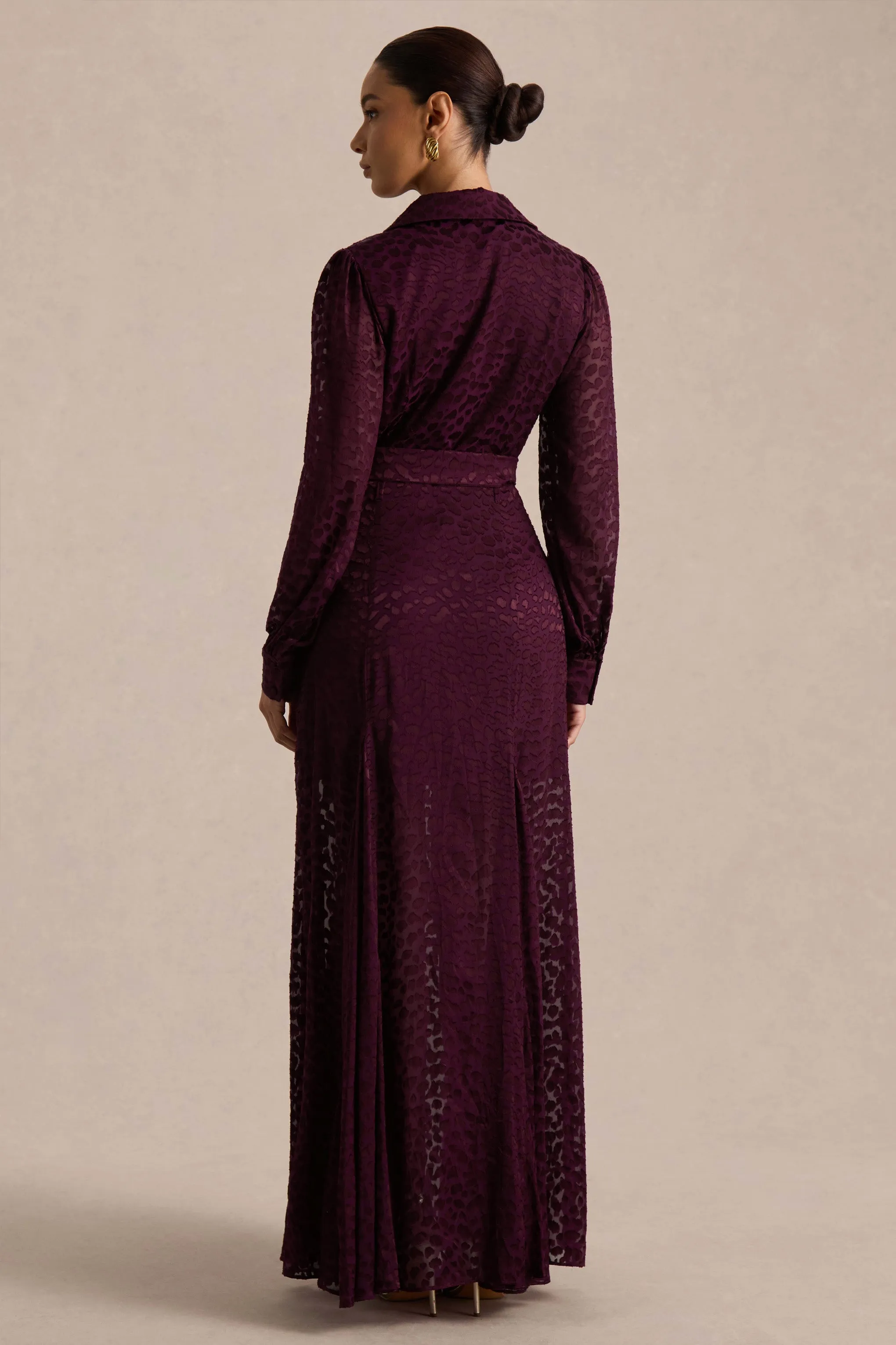 Kirsty | Purple Long Sleeve Shirt Dress With Full Skirt sold by Club L London product image thumbnail 2
