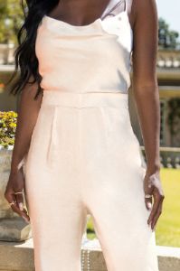 Other Half | Cream Satin Cowl Neck Wide Leg Jumpsuit With Cross Back Detail sold by Club L London