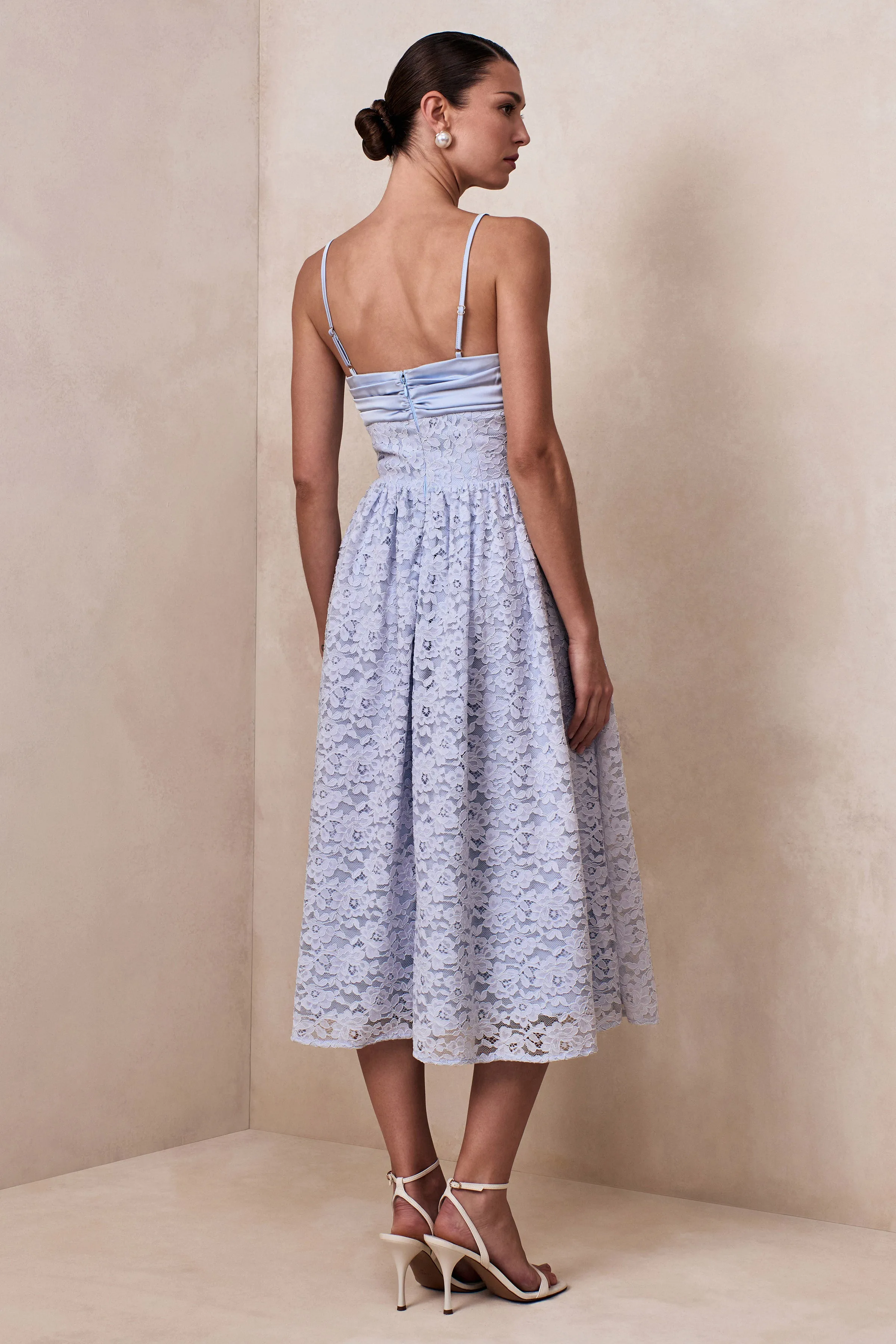 Gloriana | Powder Blue Lace Sweetheart-Neck Midi Dress sold by Club L London product image thumbnail 2