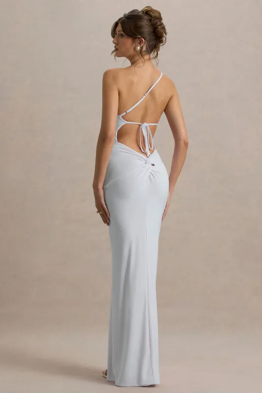Dressing Up | Powder Blue One Shoulder Maxi Dress With Open Back Detail made by Club L London