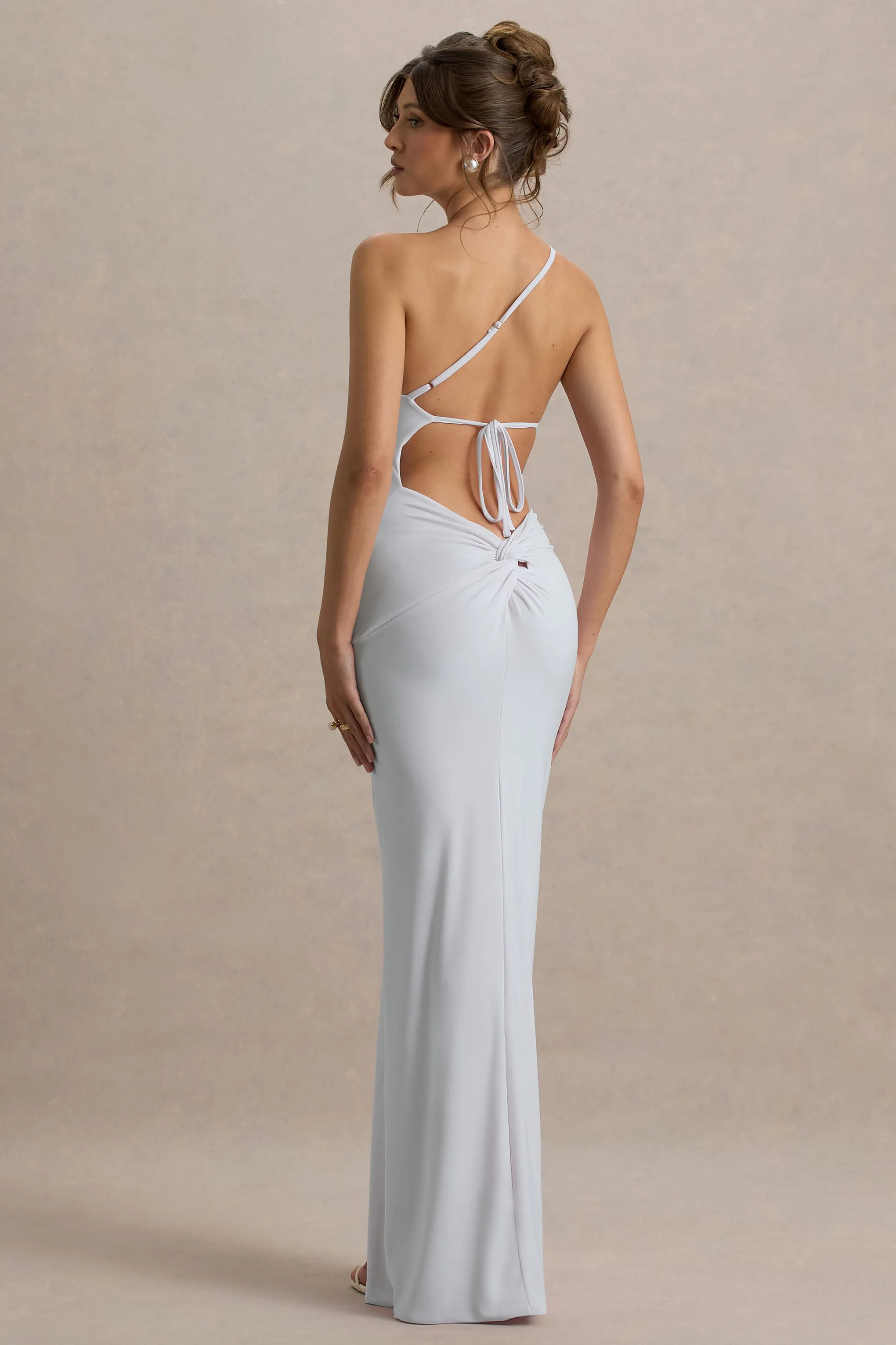 Dressing Up | Powder Blue One Shoulder Maxi Dress With Open Back Detail sold by Club L London
