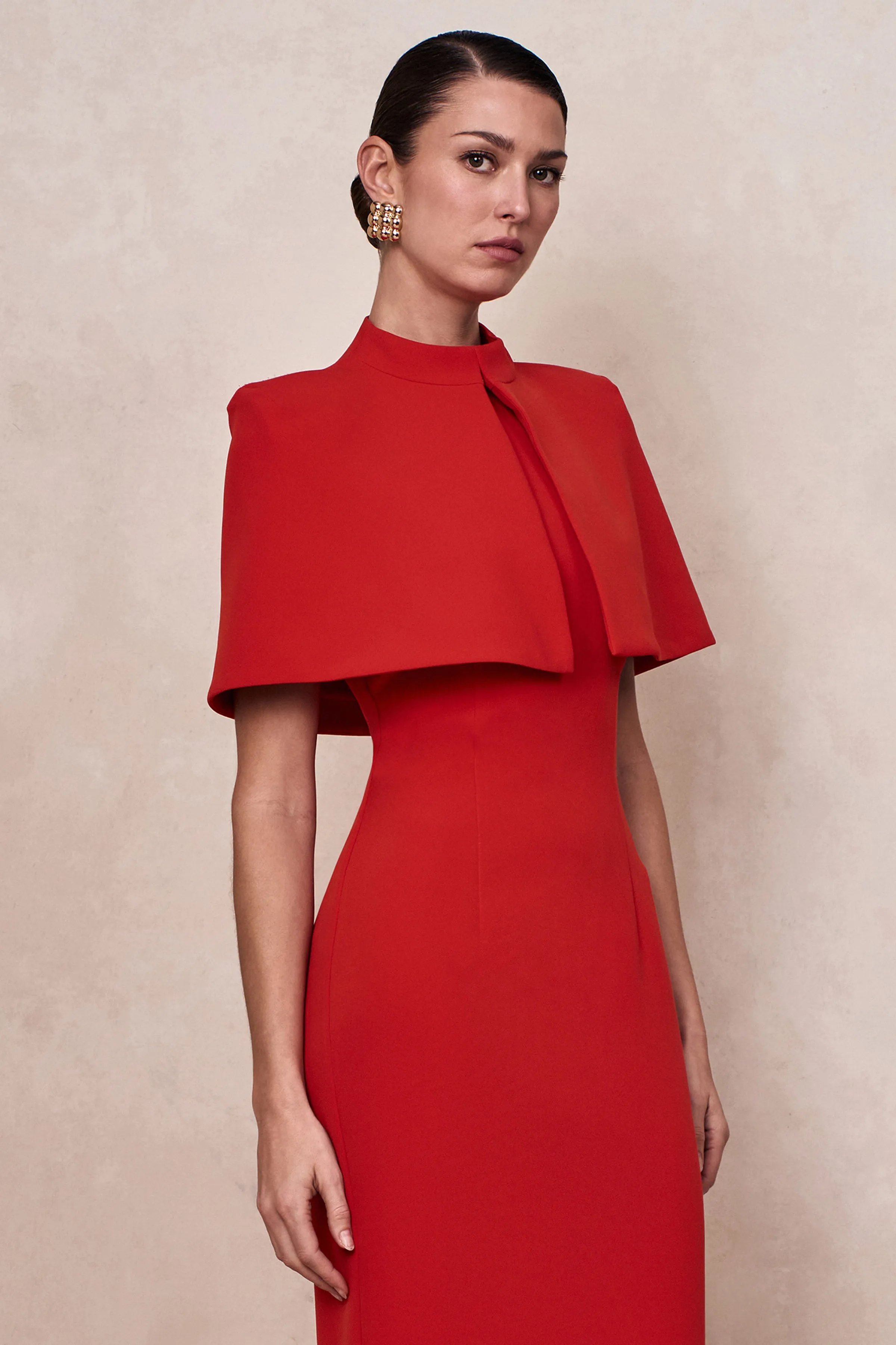 Deva | Red High-Neck Cape sold by Club L London product image thumbnail 5