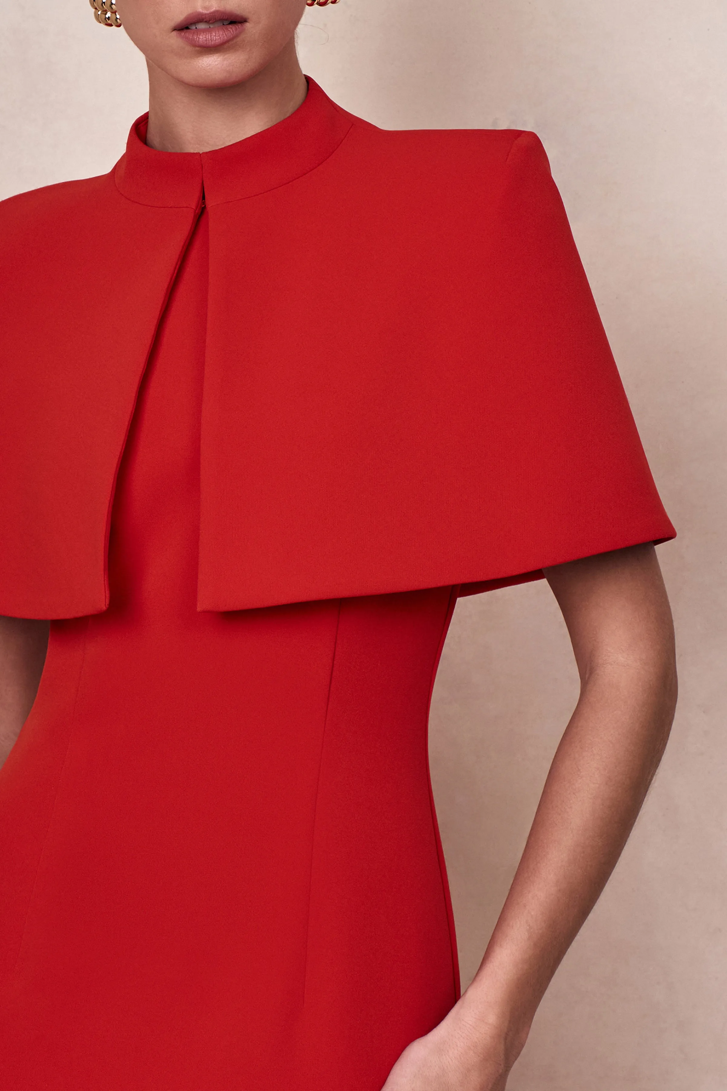 Deva | Red High-Neck Cape sold by Club L London product image thumbnail 3