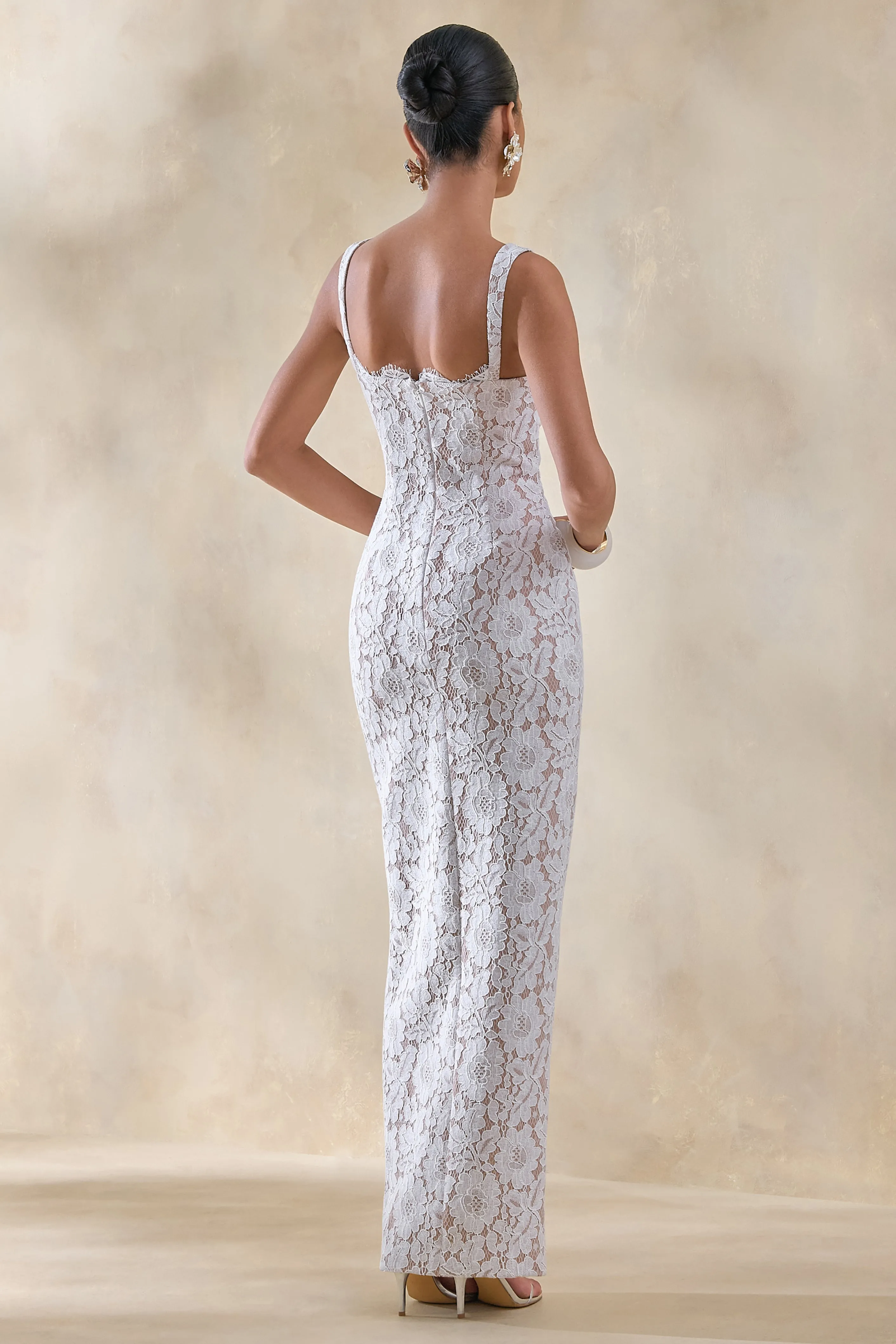 Zarisse | White Lace Square-Neck Maxi Dress sold by Club L London product image thumbnail 2