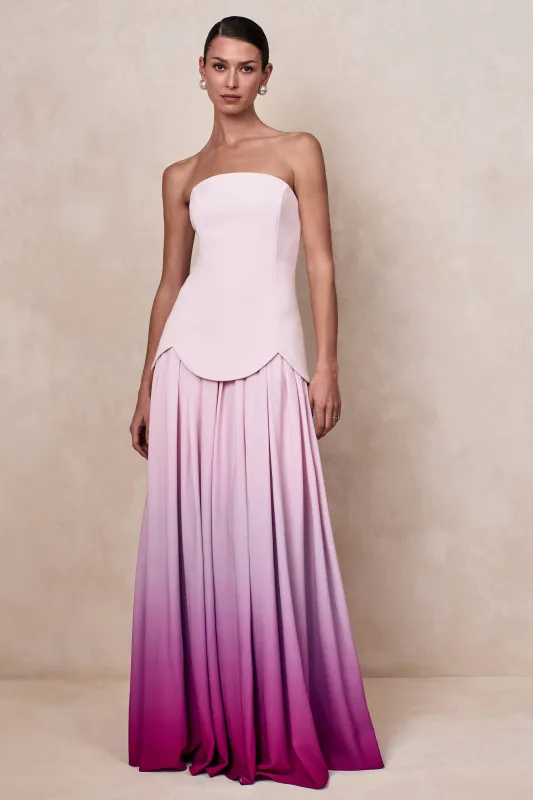 Nia | Pink Ombre Bandeau Maxi Dress sold by Club L London