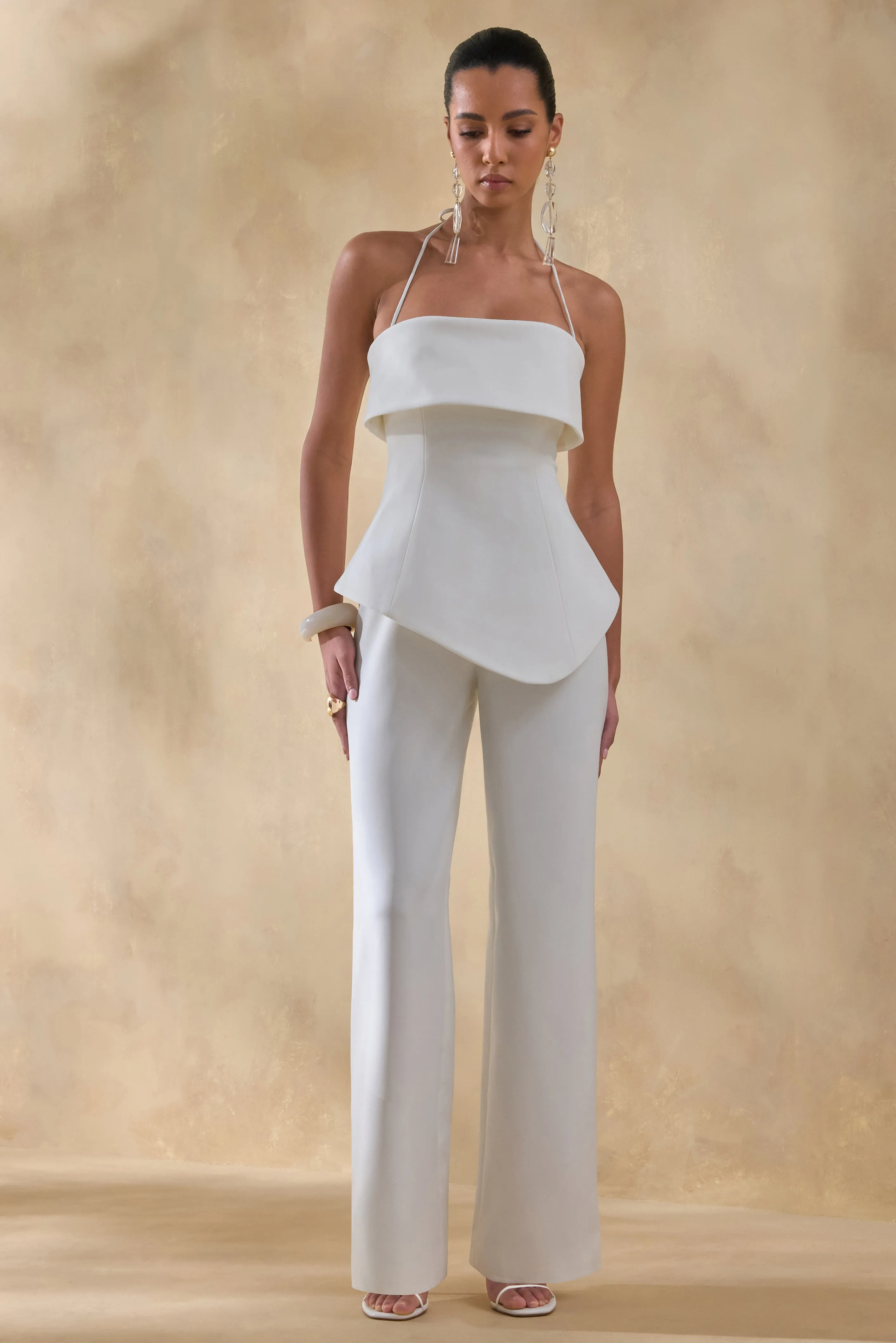 Zura | White Square-Neck Jumpsuit sold by Club L London product image thumbnail 4