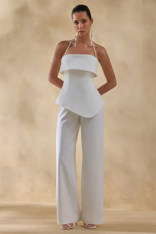 Zura | White Square-Neck Jumpsuit sold by Club L London