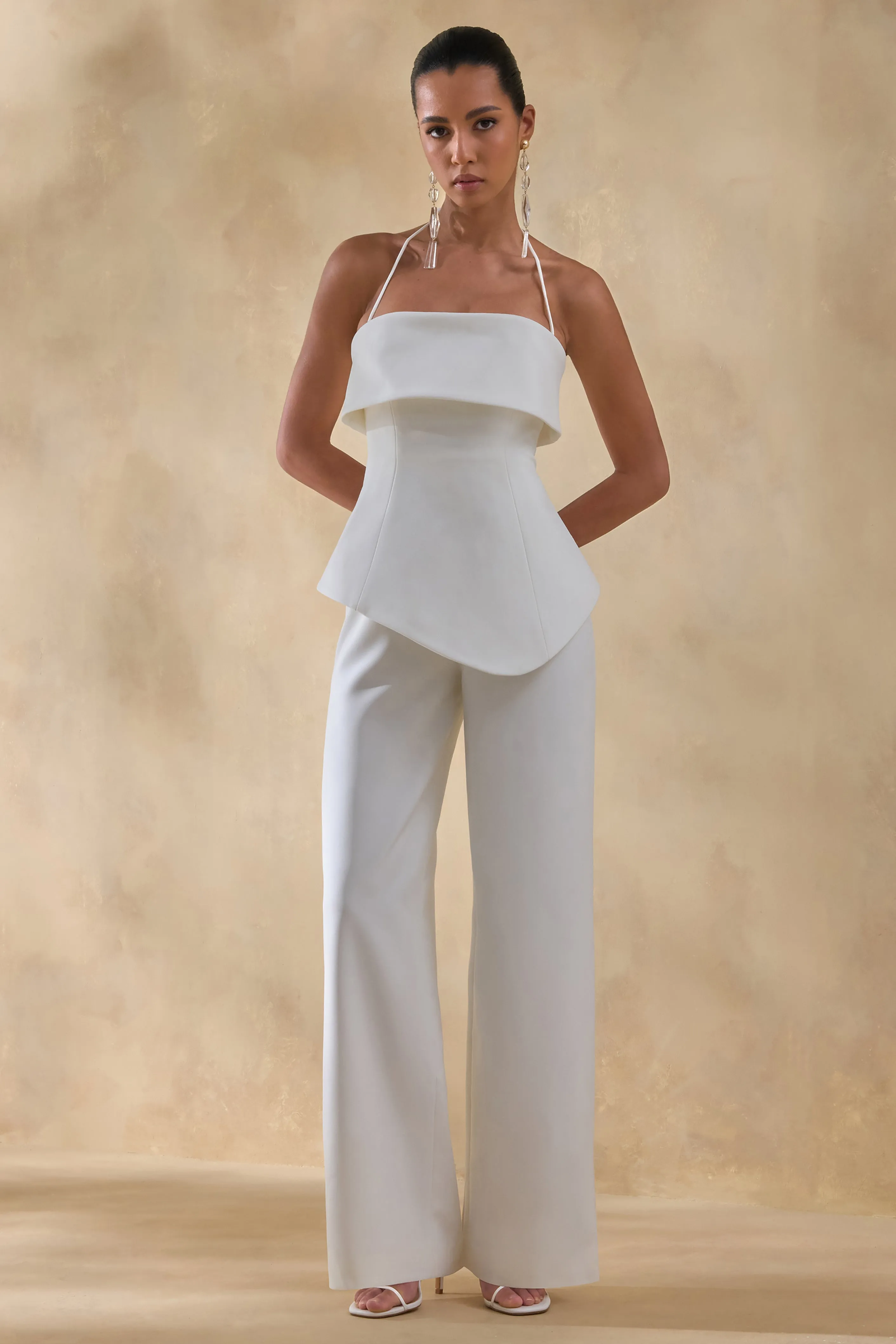 Zura | White Square-Neck Jumpsuit sold by Club L London