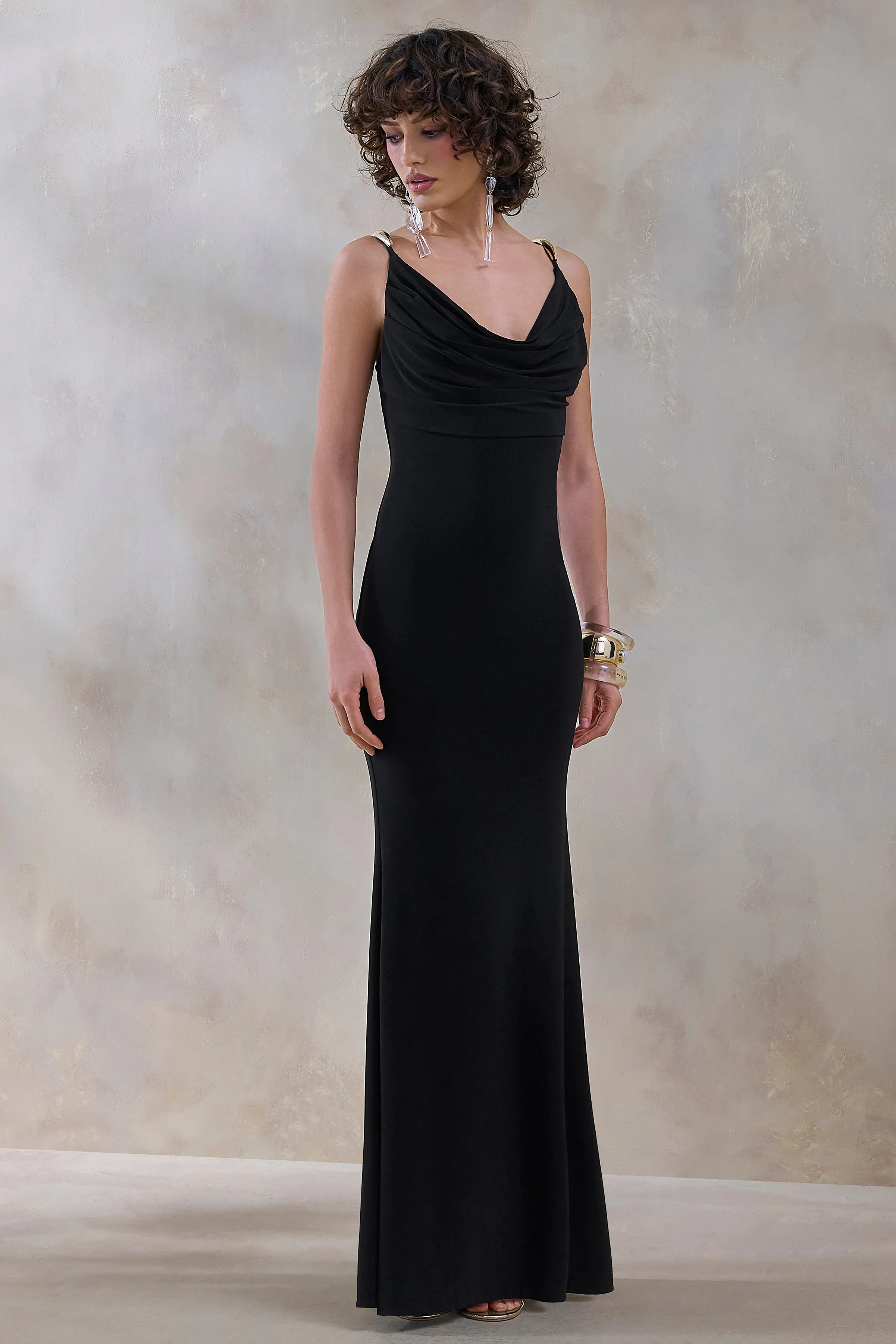 Iridessa | Black Plunge-Neck Maxi Dress sold by Club L London product image thumbnail 5