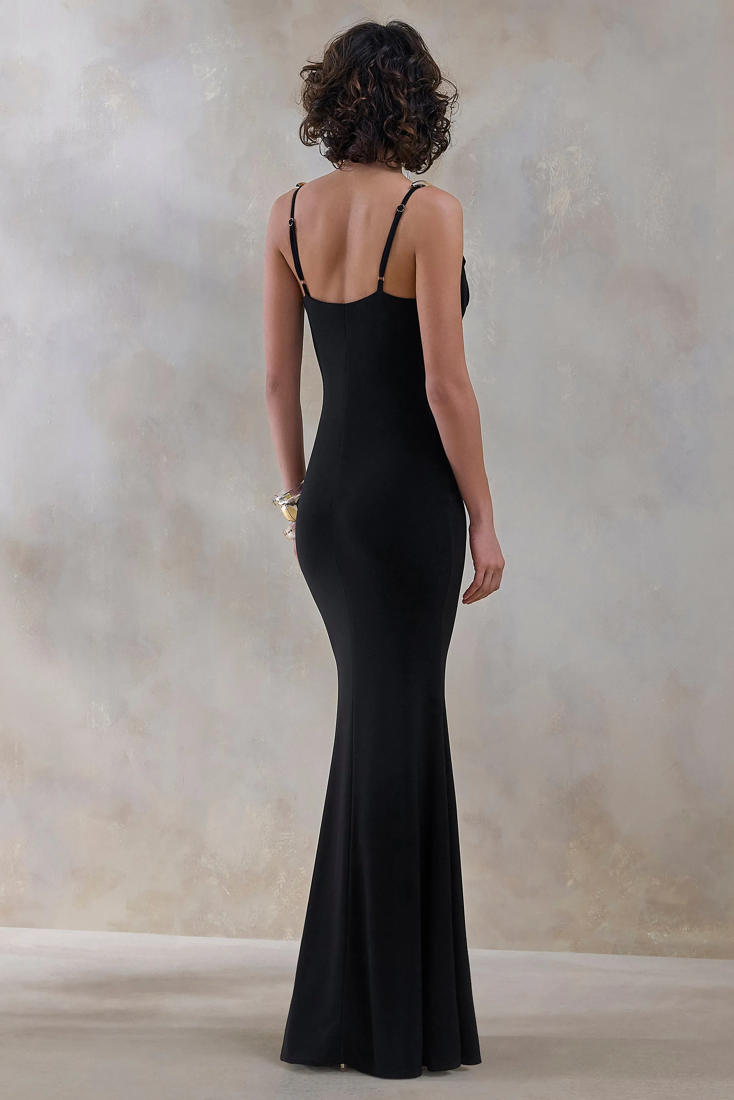 Iridessa | Black Plunge-Neck Maxi Dress sold by Club L London product image thumbnail 2