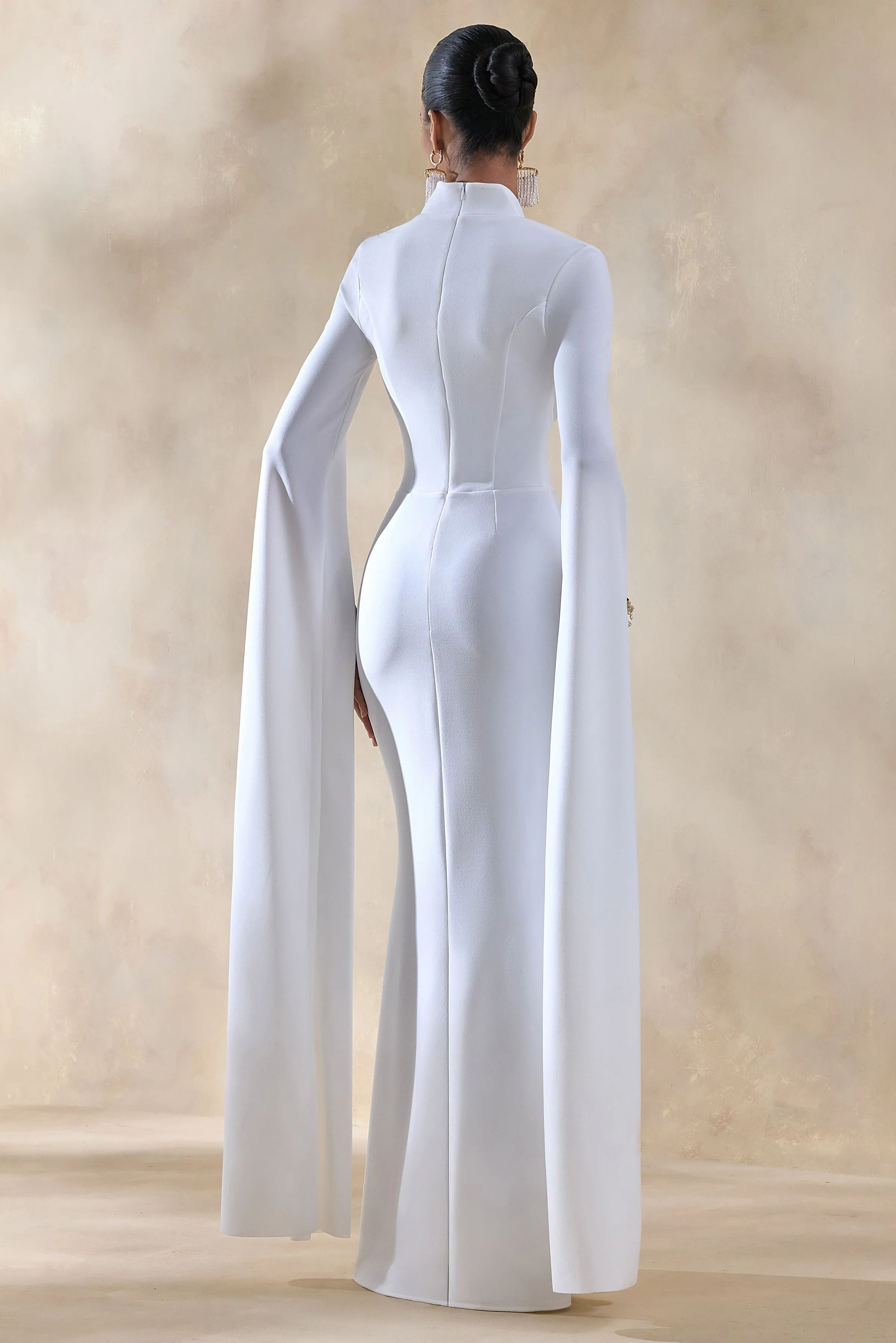 Esme | White Square-Neck Maxi Dress With Cape Sleeves sold by Club L London product image thumbnail 2