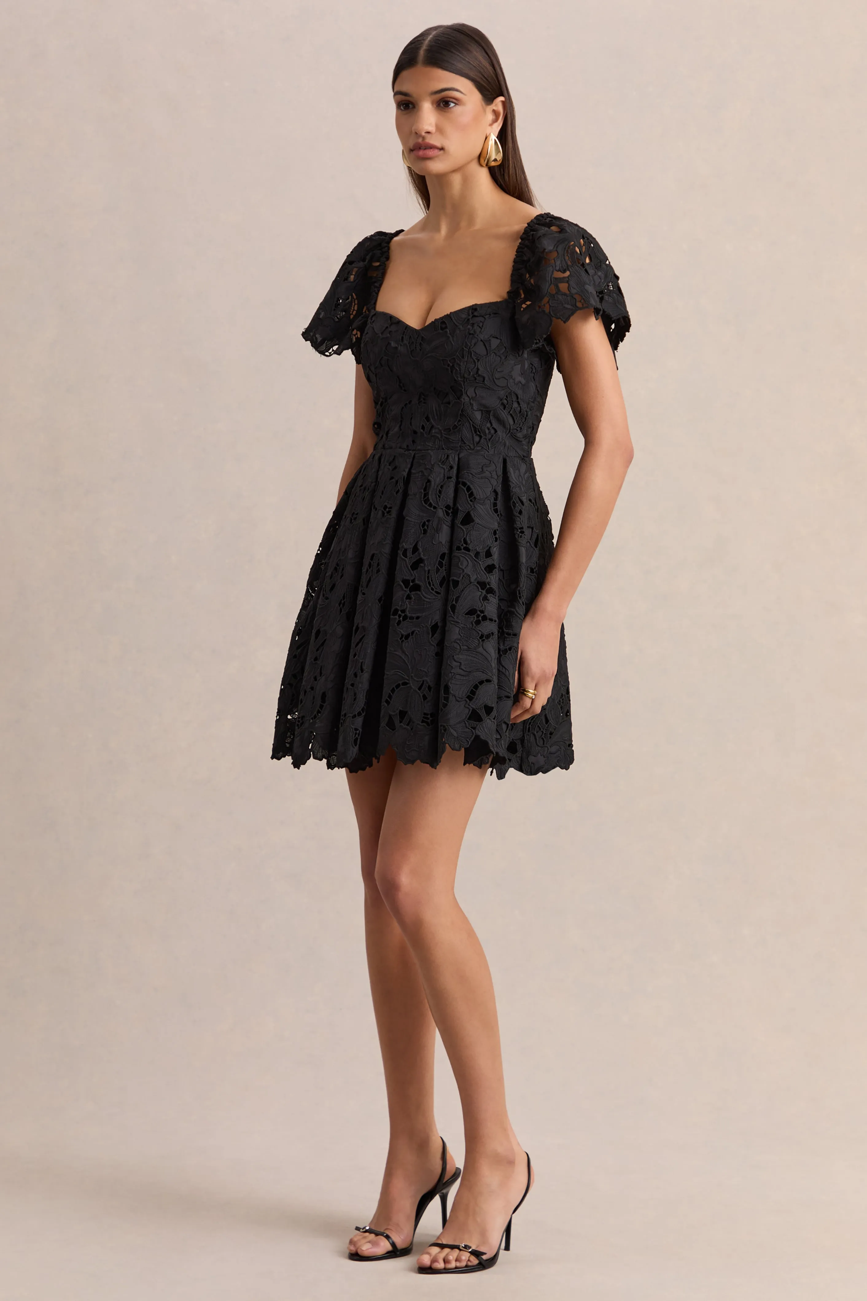 Vivi | Black Lace Sweetheart-Neck Mini Dress sold by Club L London product image thumbnail 5