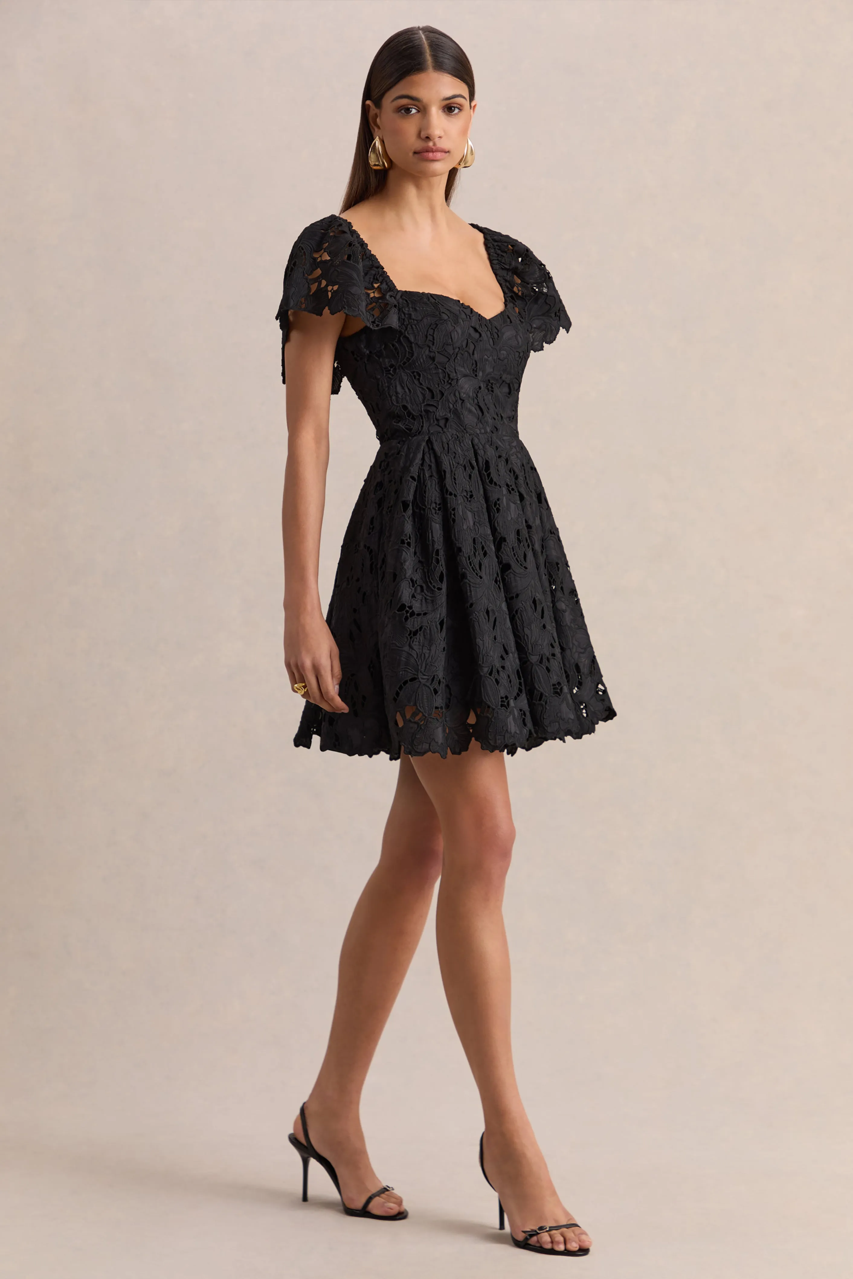 Vivi | Black Lace Sweetheart-Neck Mini Dress sold by Club L London product image thumbnail 4