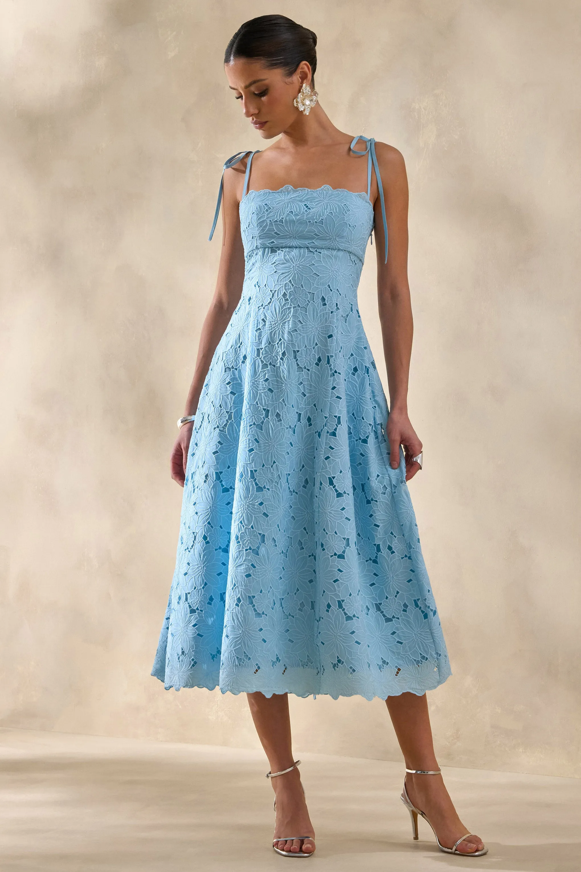 Anna | Powder Blue Square-Neck Midi Dress sold by Club L London product image thumbnail 4