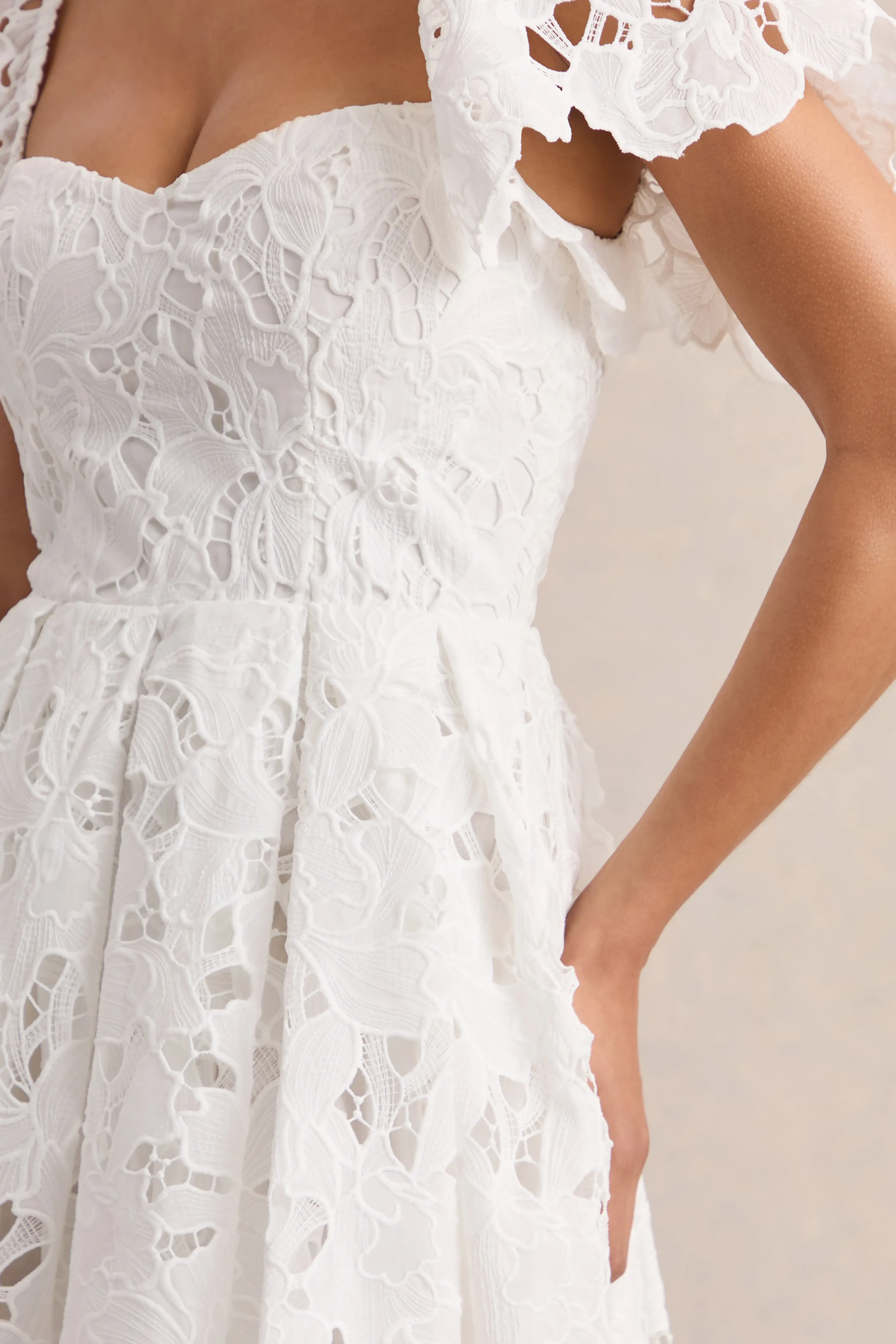 Vivi | White Lace Sweetheart-Neck Mini Dress sold by Club L London product image thumbnail 5