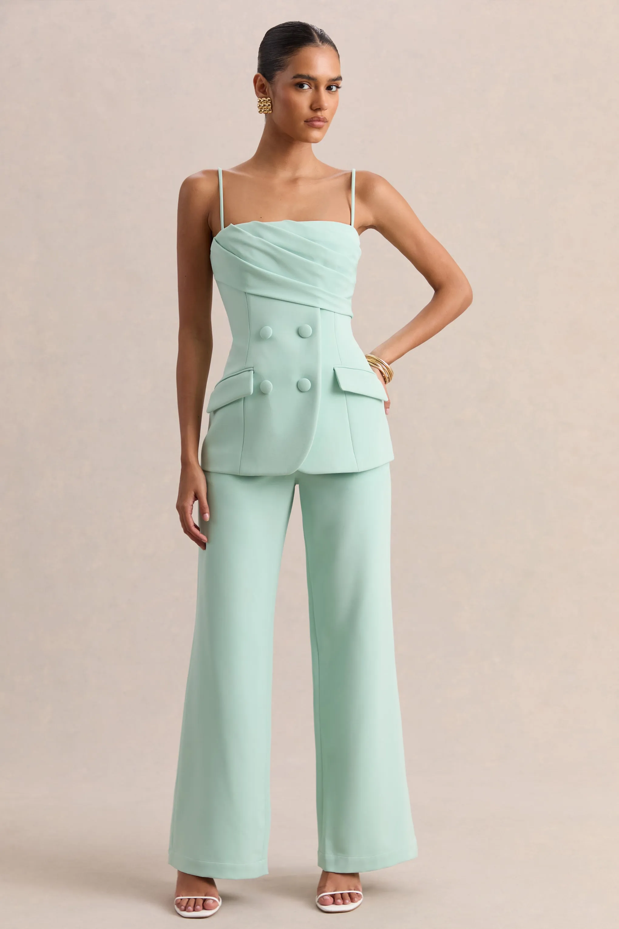 Malou | Sage Tailored Trousers sold by Club L London