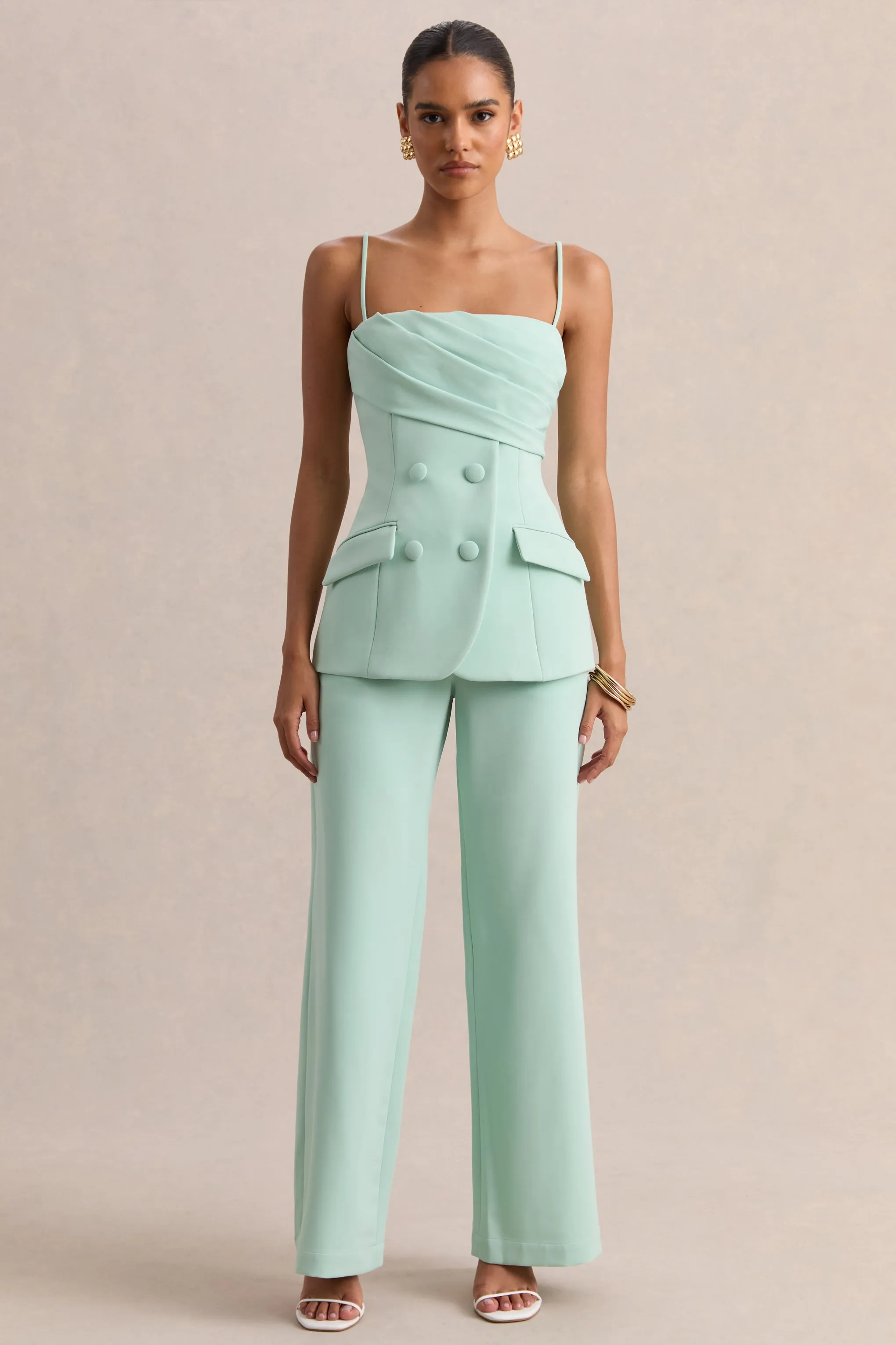 Malou | Sage Tailored Trousers sold by Club L London product image thumbnail 5