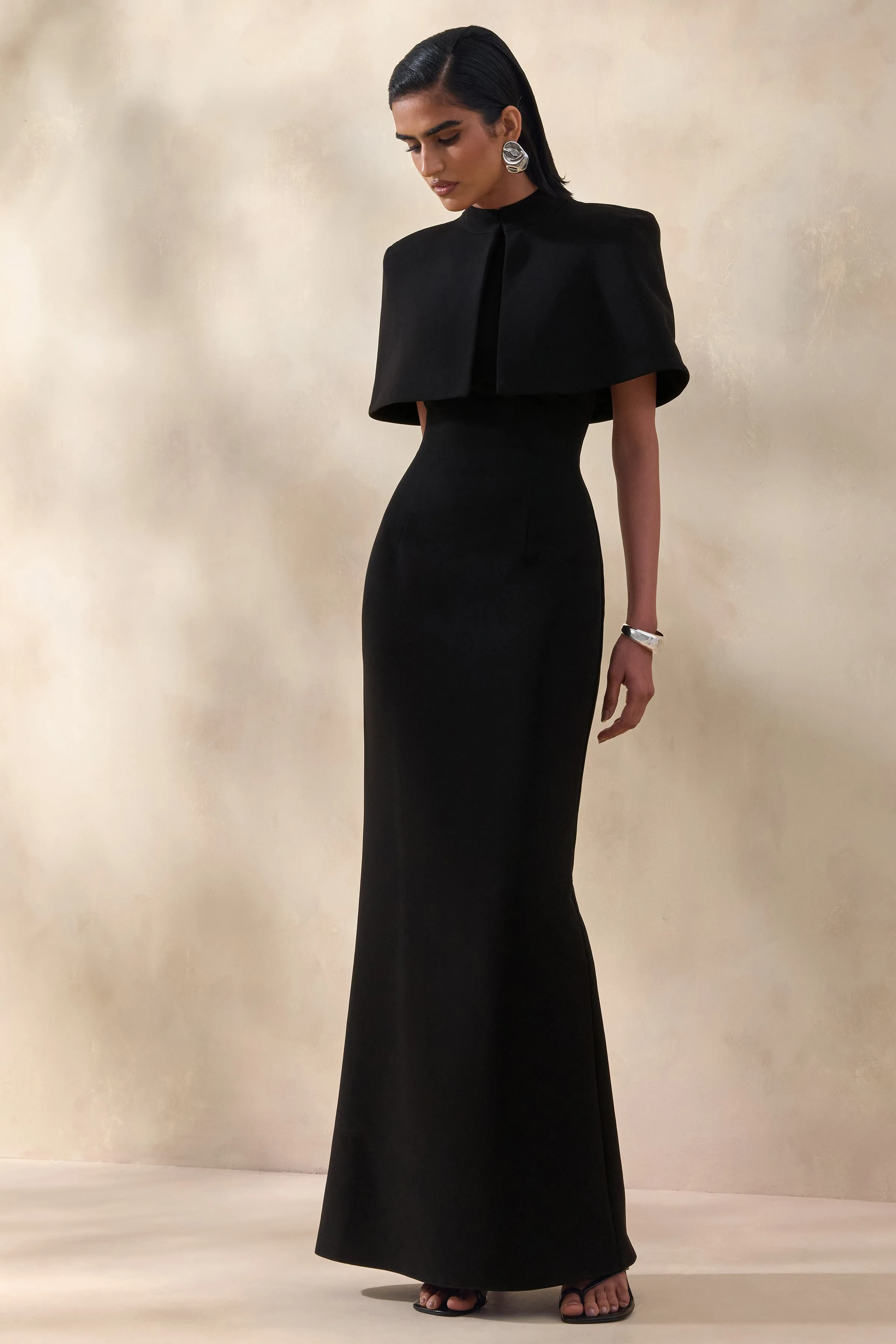 Deva | Black High-Neck Cape sold by Club L London product image thumbnail 4