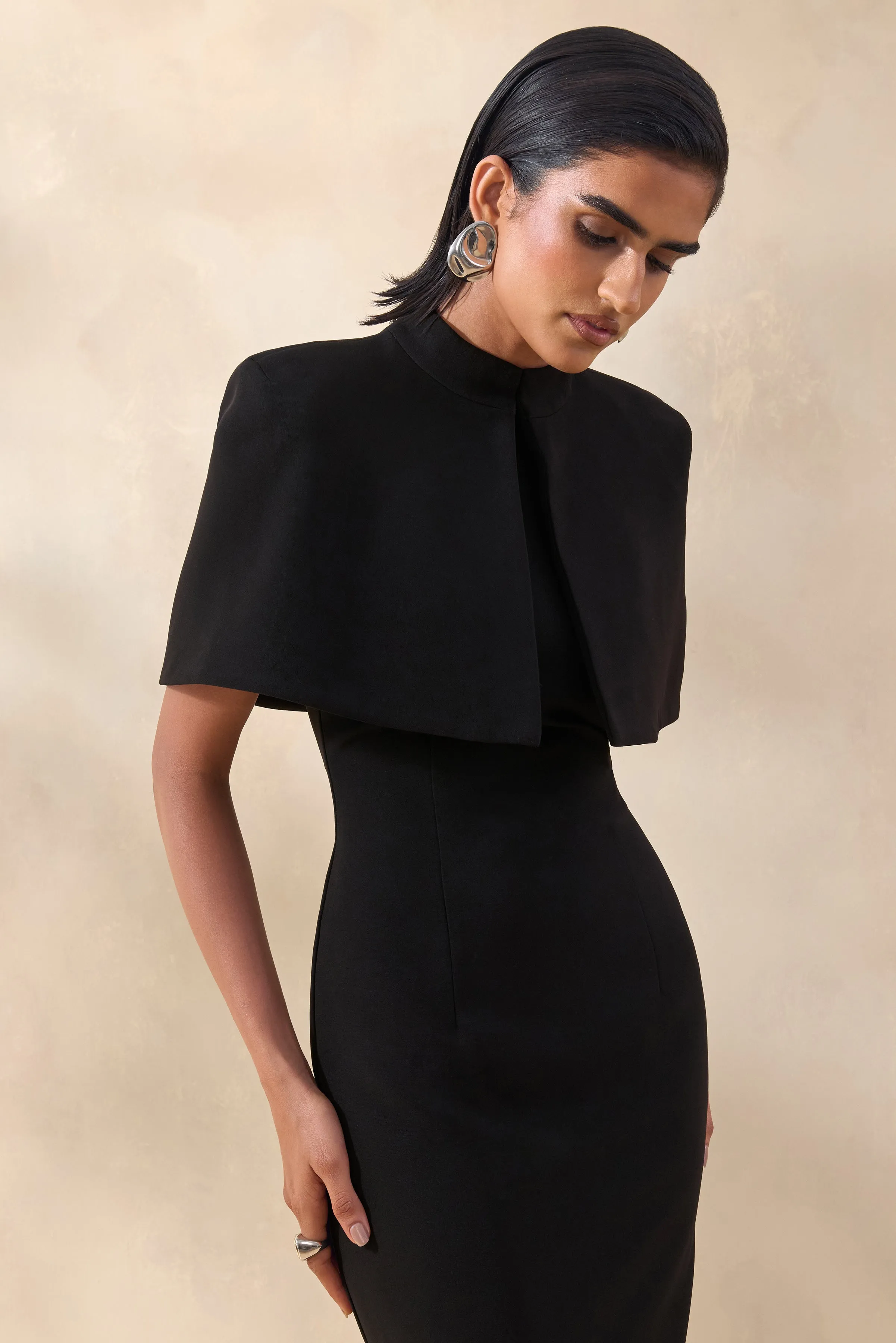 Deva | Black High-Neck Cape sold by Club L London product image thumbnail 2