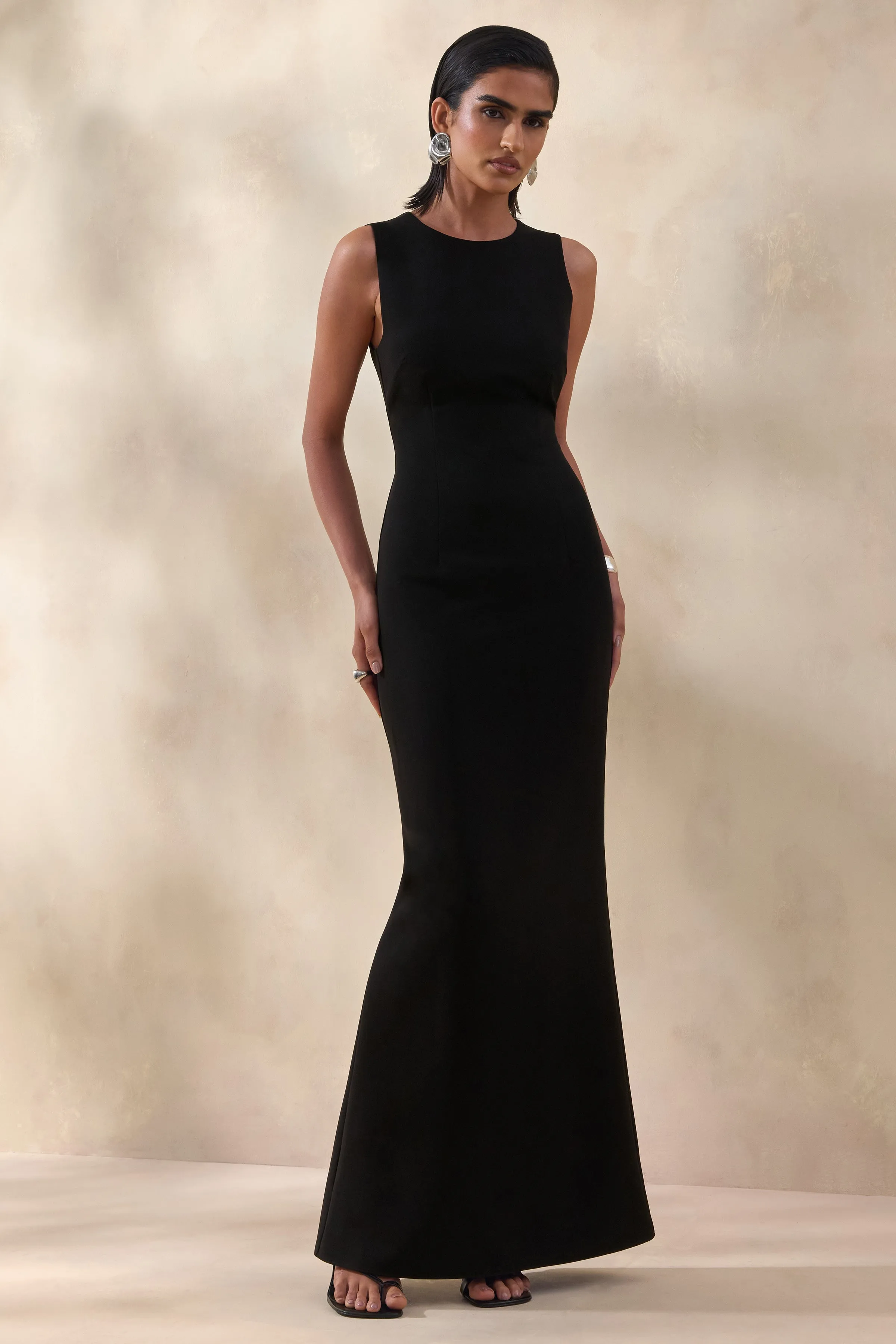 Astrelle | Black High-Neck Maxi Dress sold by Club L London