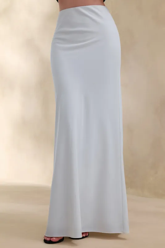 Iveta | White Satin Maxi-Skirt made by Club L London