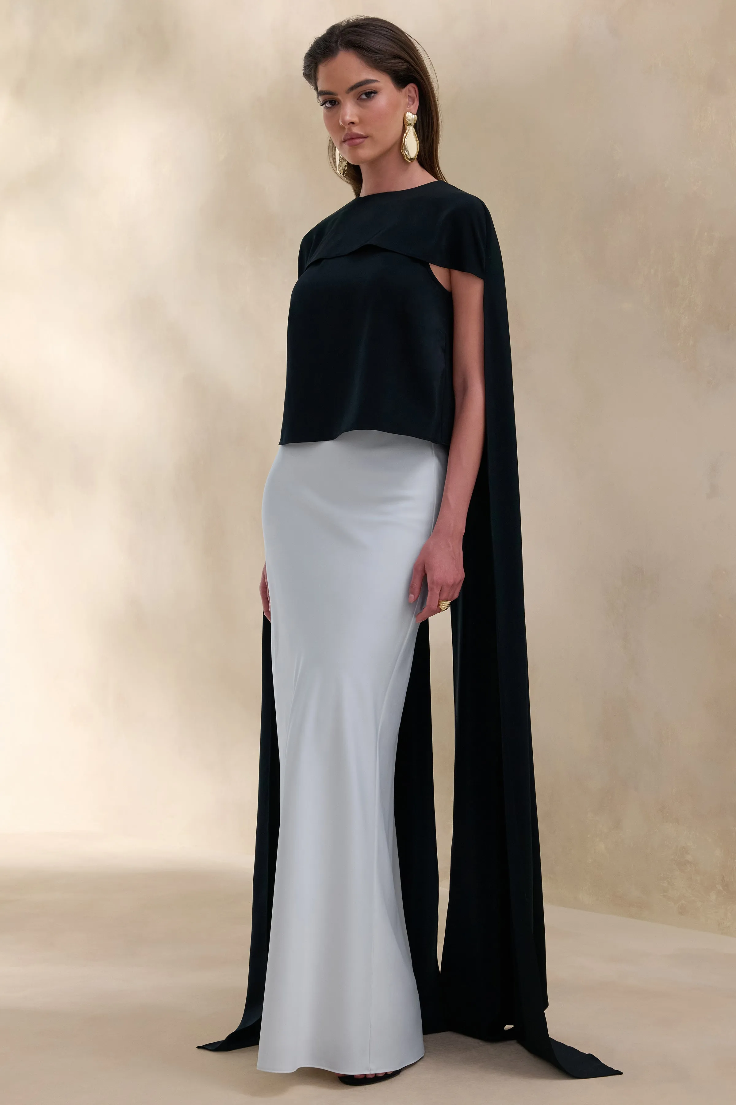 Iveta | White Satin Maxi-Skirt sold by Club L London product image thumbnail 5