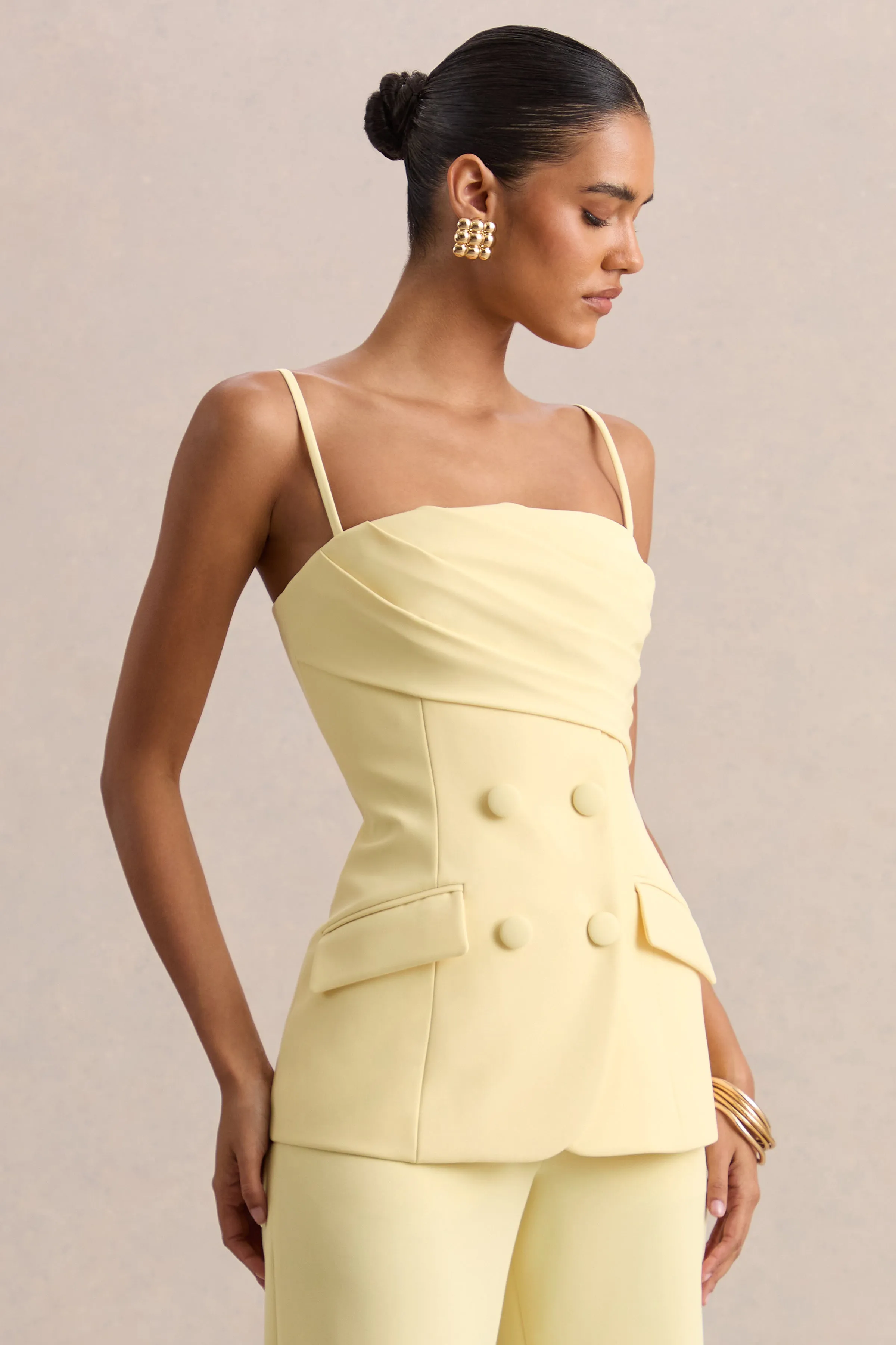 Lunivra | Lemon Square-Neck Tailored Top sold by Club L London product image thumbnail 5