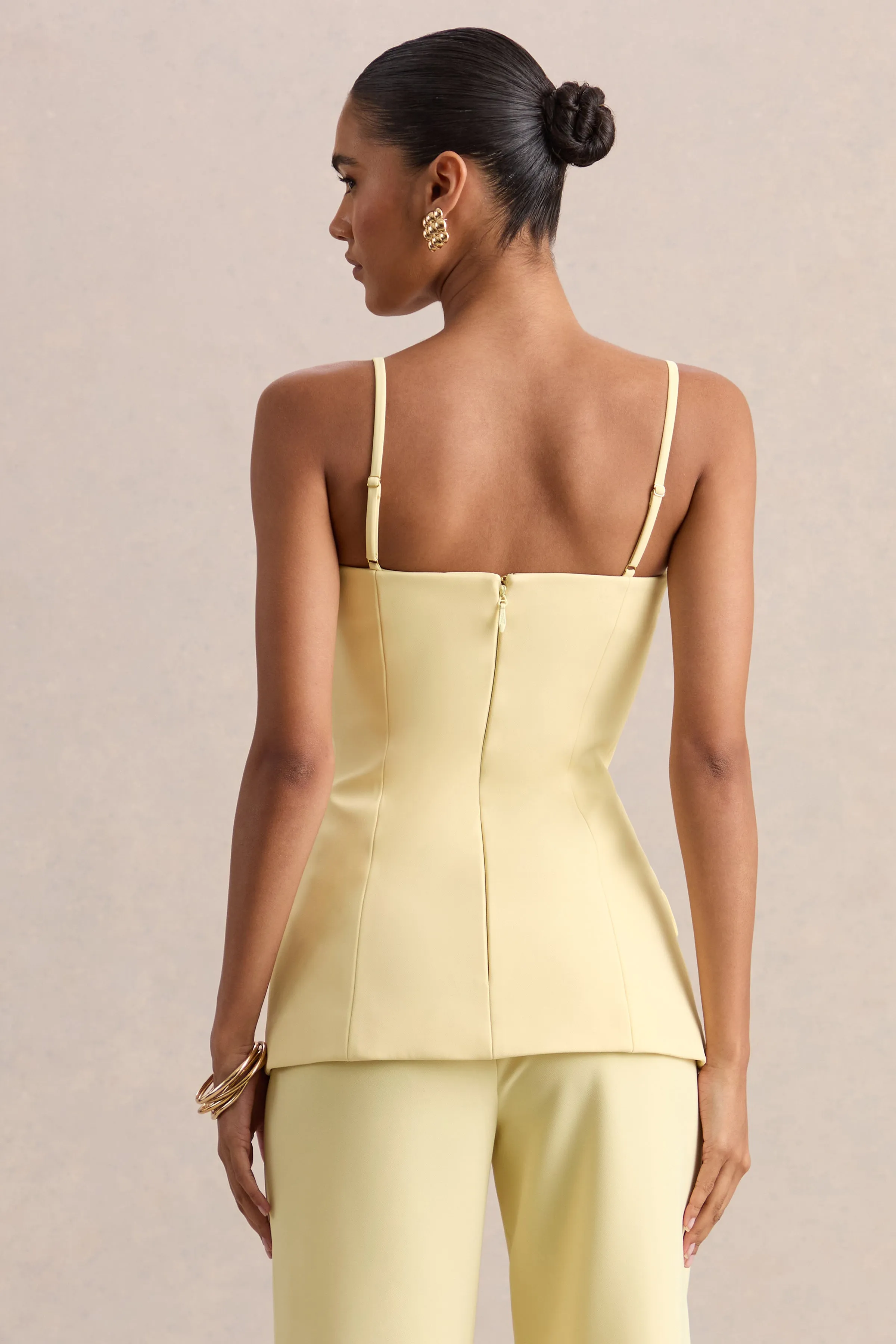Lunivra | Lemon Square-Neck Tailored Top sold by Club L London product image thumbnail 2