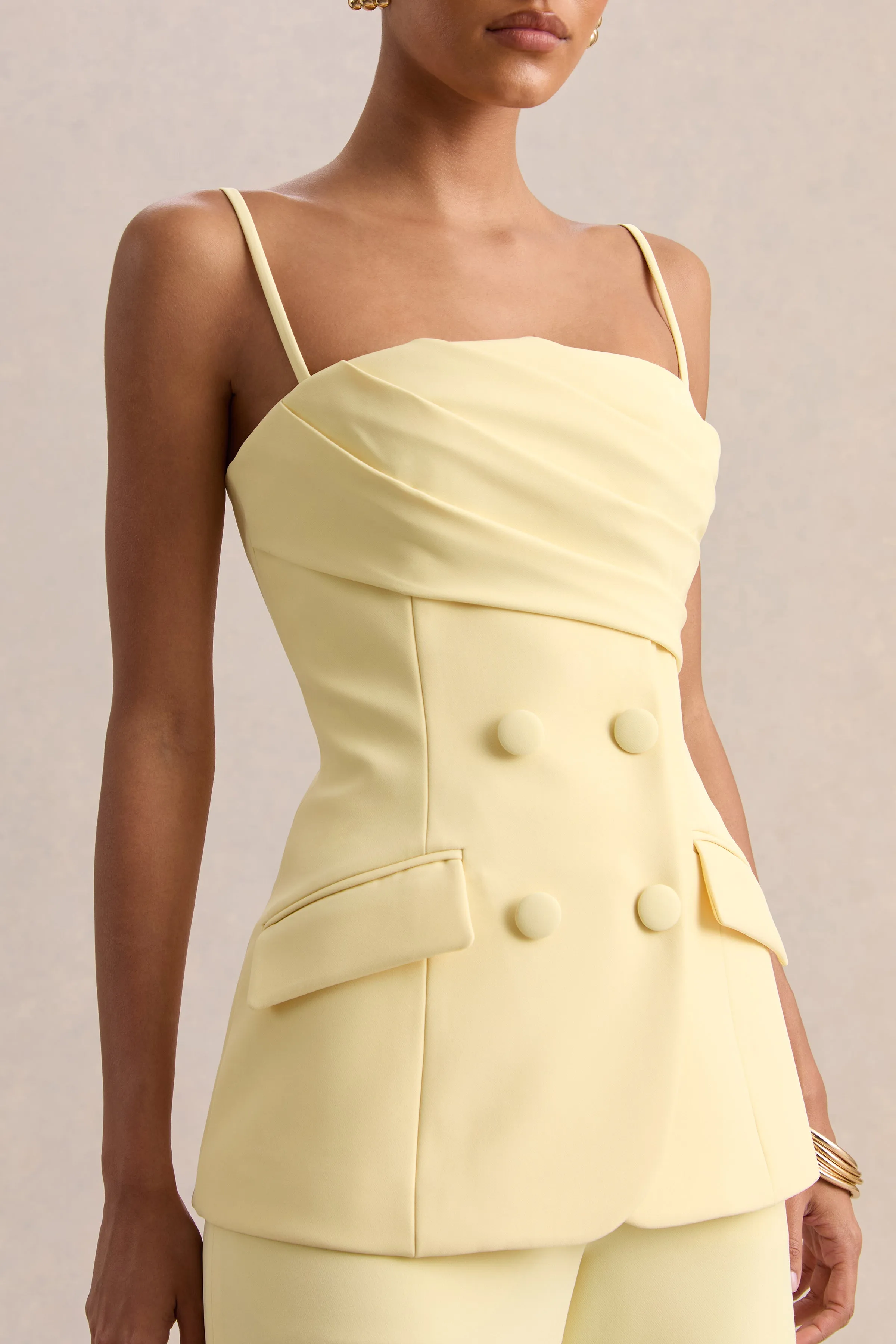 Lunivra | Lemon Square-Neck Tailored Top sold by Club L London product image thumbnail 3