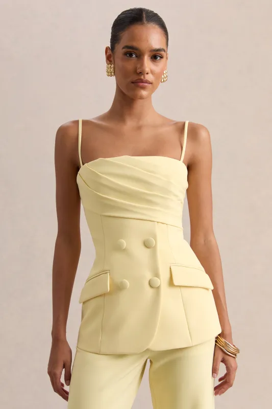 Lunivra | Lemon Square-Neck Tailored Top made by Club L London