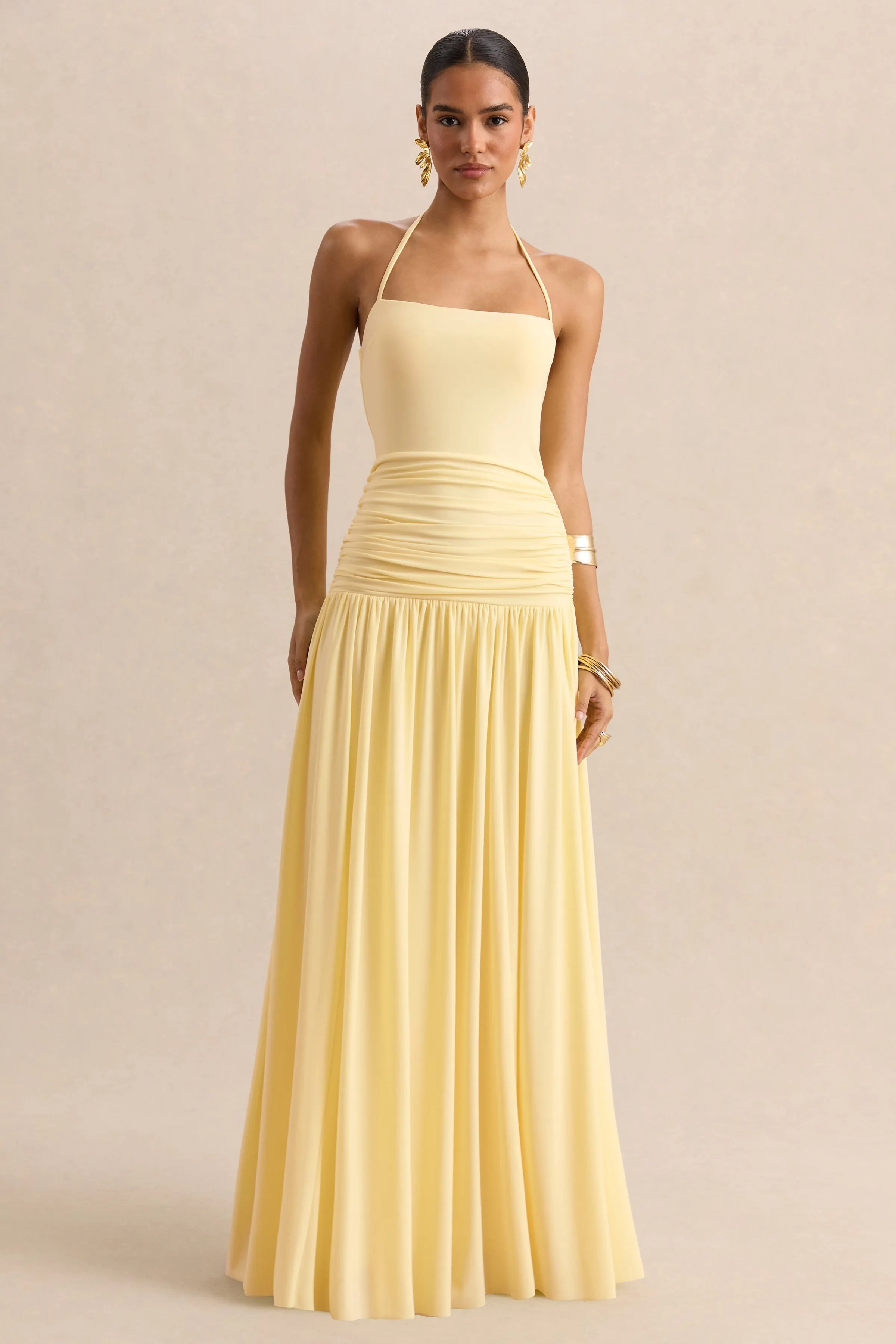 Nicolette | Lemon Square-Neck Maxi Dress With Ruched-Detailing sold by Club L London product image thumbnail 5