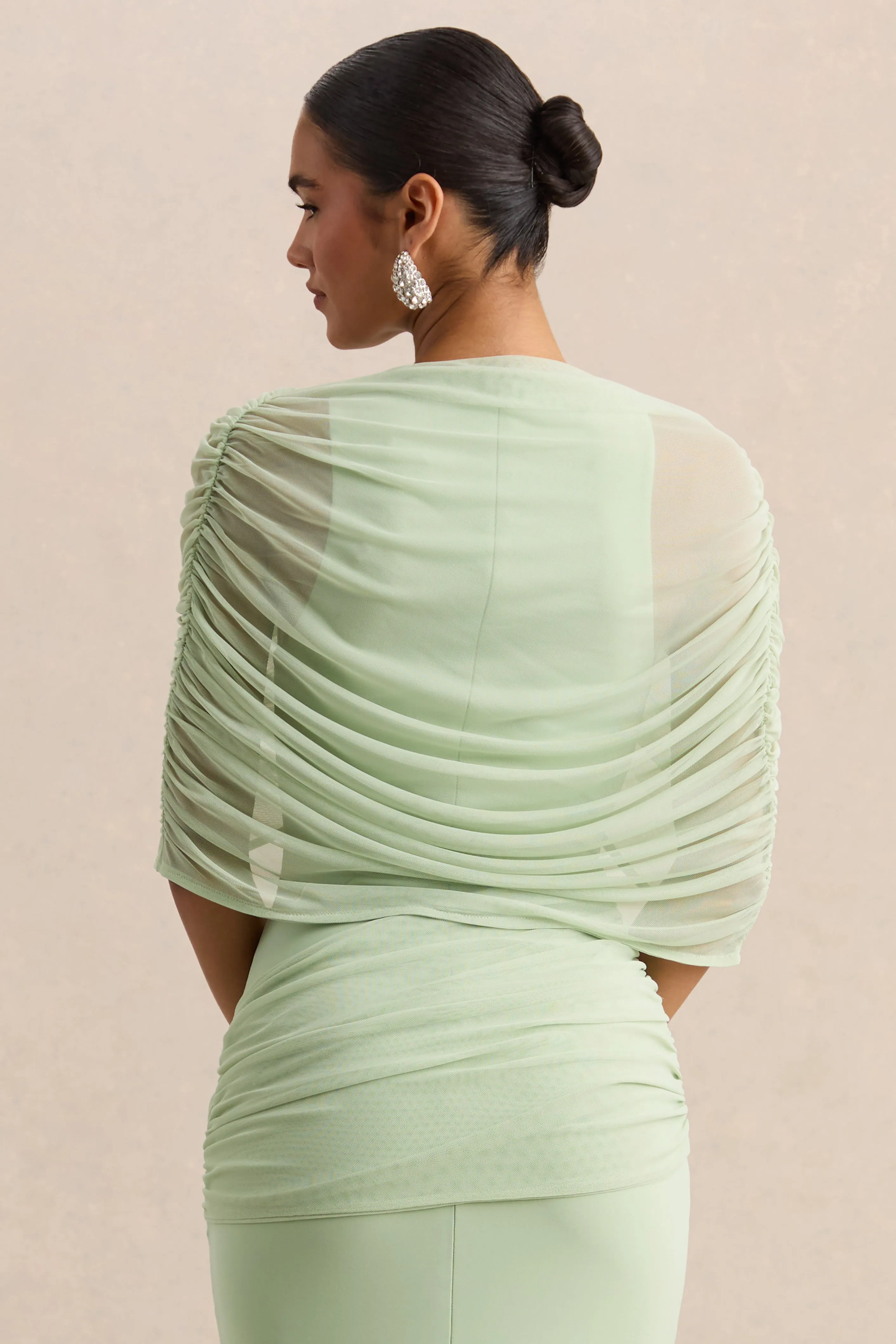 Magoria | Mint Mesh Round-Neck Cape sold by Club L London product image thumbnail 2
