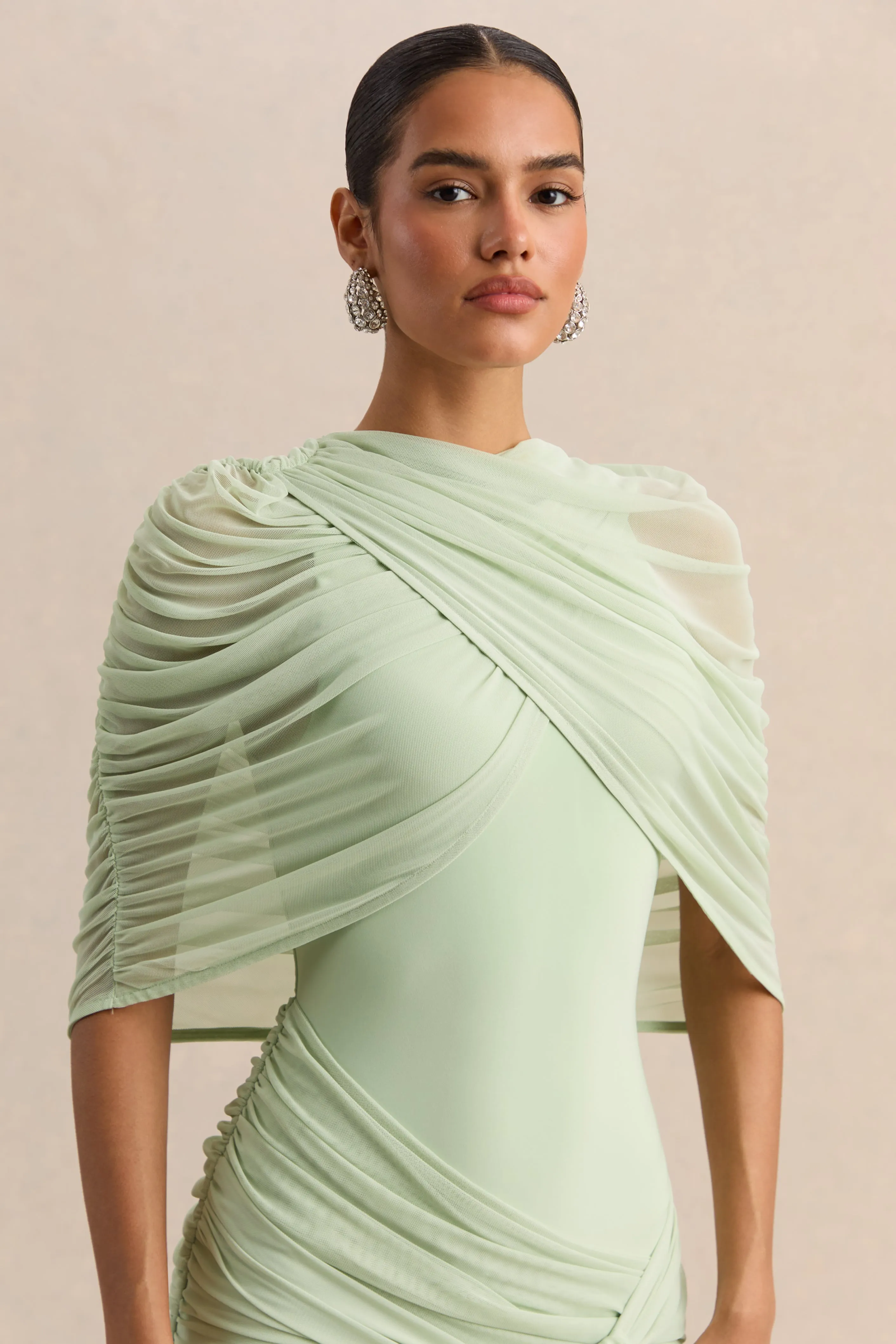 Magoria | Mint Mesh Round-Neck Cape sold by Club L London product image thumbnail 4