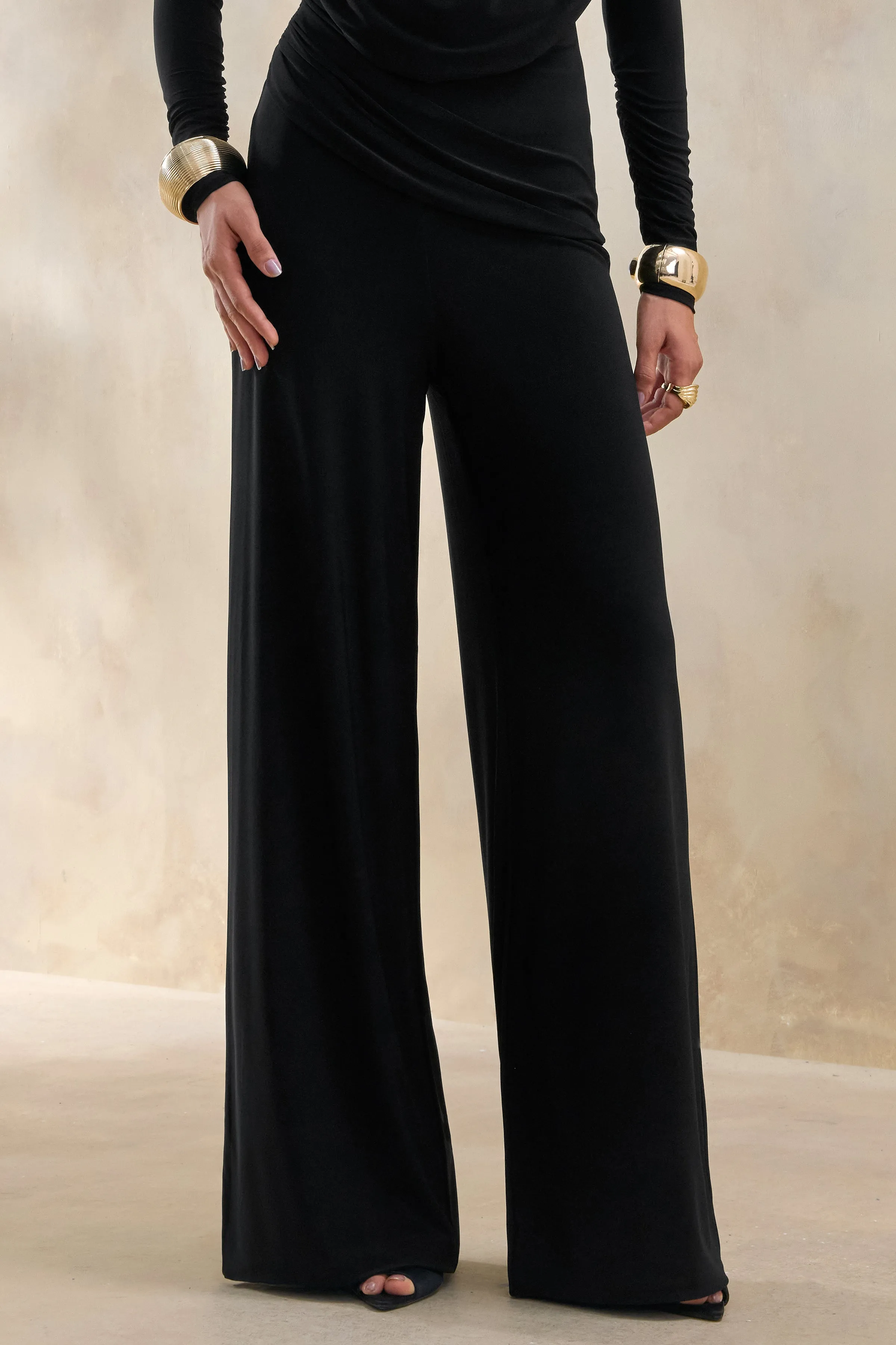Safirra | Black Wide-Leg Trouser sold by Club L London product image thumbnail 3