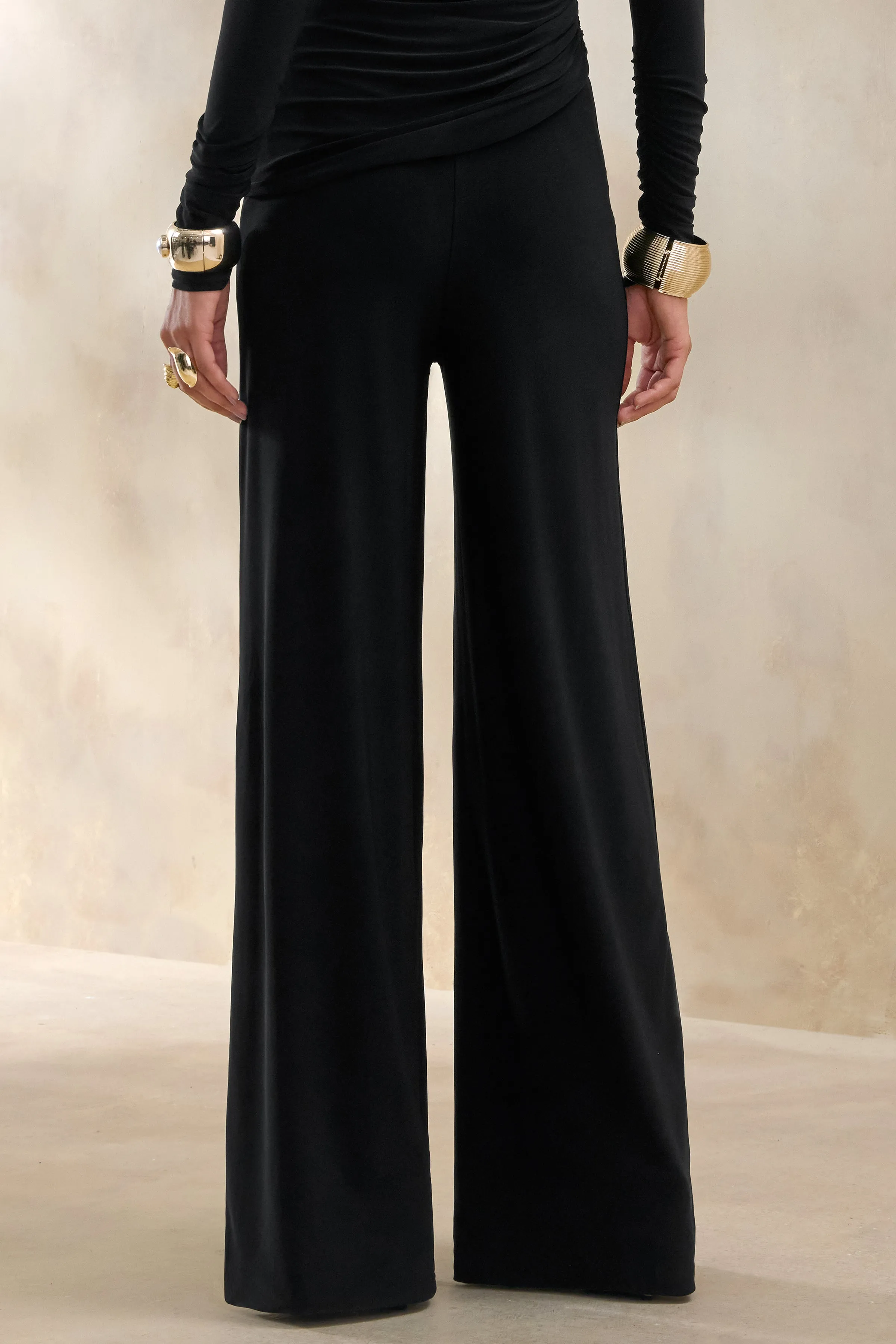Safirra | Black Wide-Leg Trouser sold by Club L London product image thumbnail 4